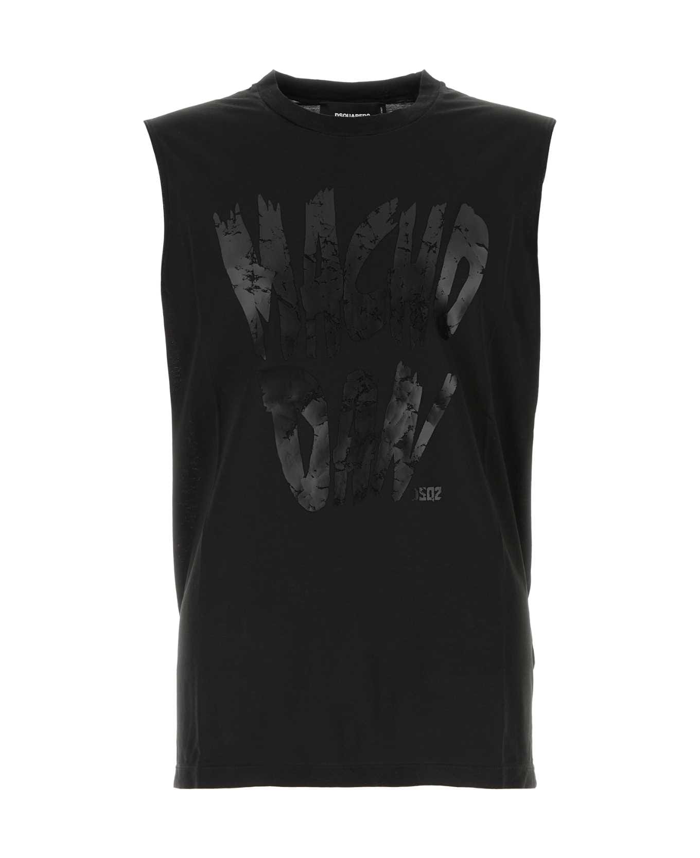 Dsquared2 Black Cotton Tank Top - BLACK