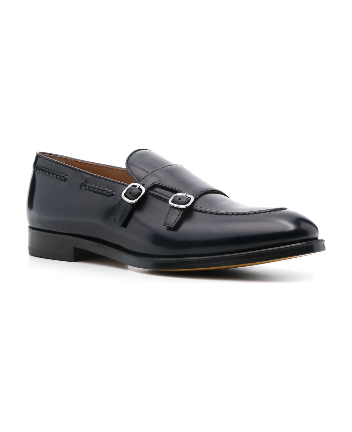 Doucal
s Moccasin With Double Leather Buckle - Black