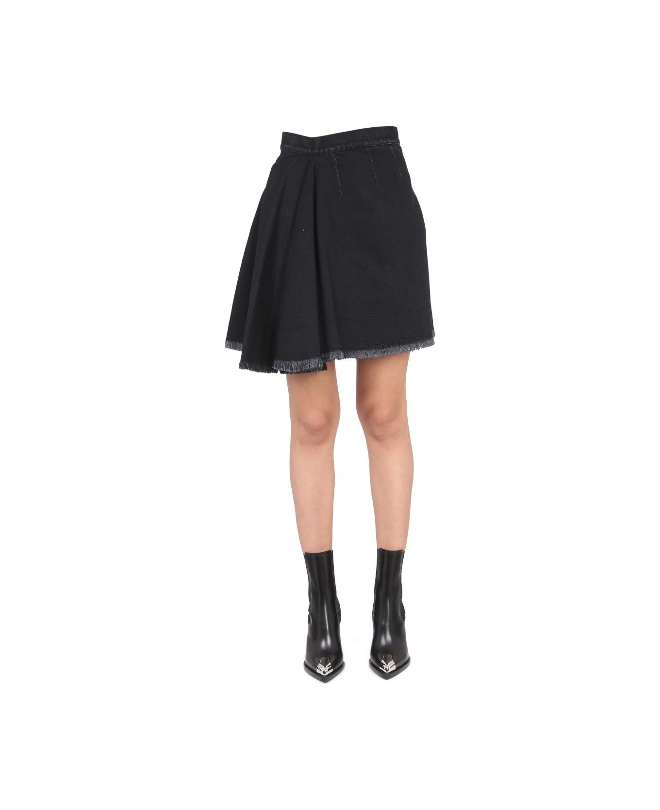 Alexander McQueen Asymmetrical Mini Skirt - BLACK