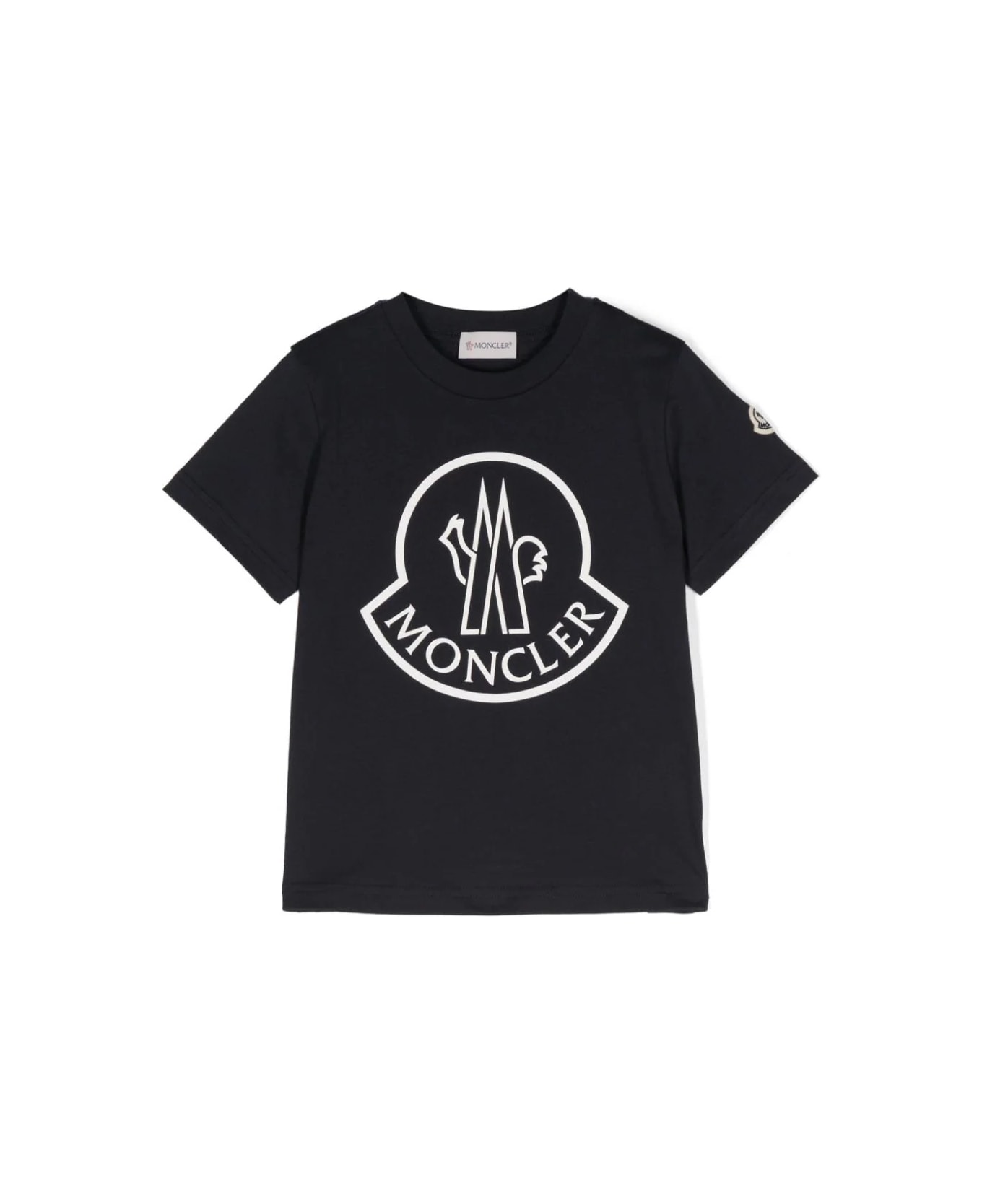 Moncler Blue T-shirt With Maxi Logo - Blue