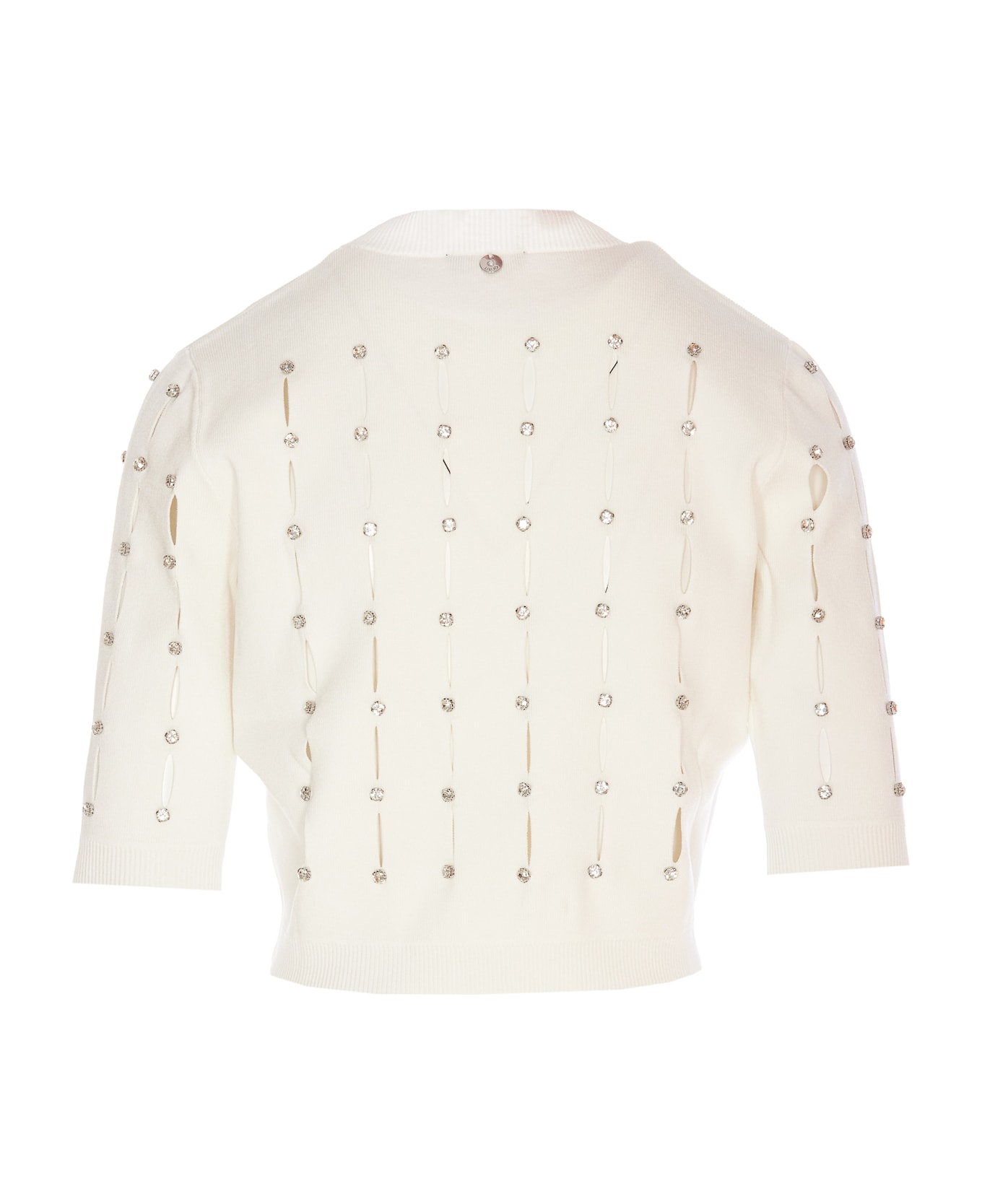 Liu-Jo Cut Out Strass Sweater - White