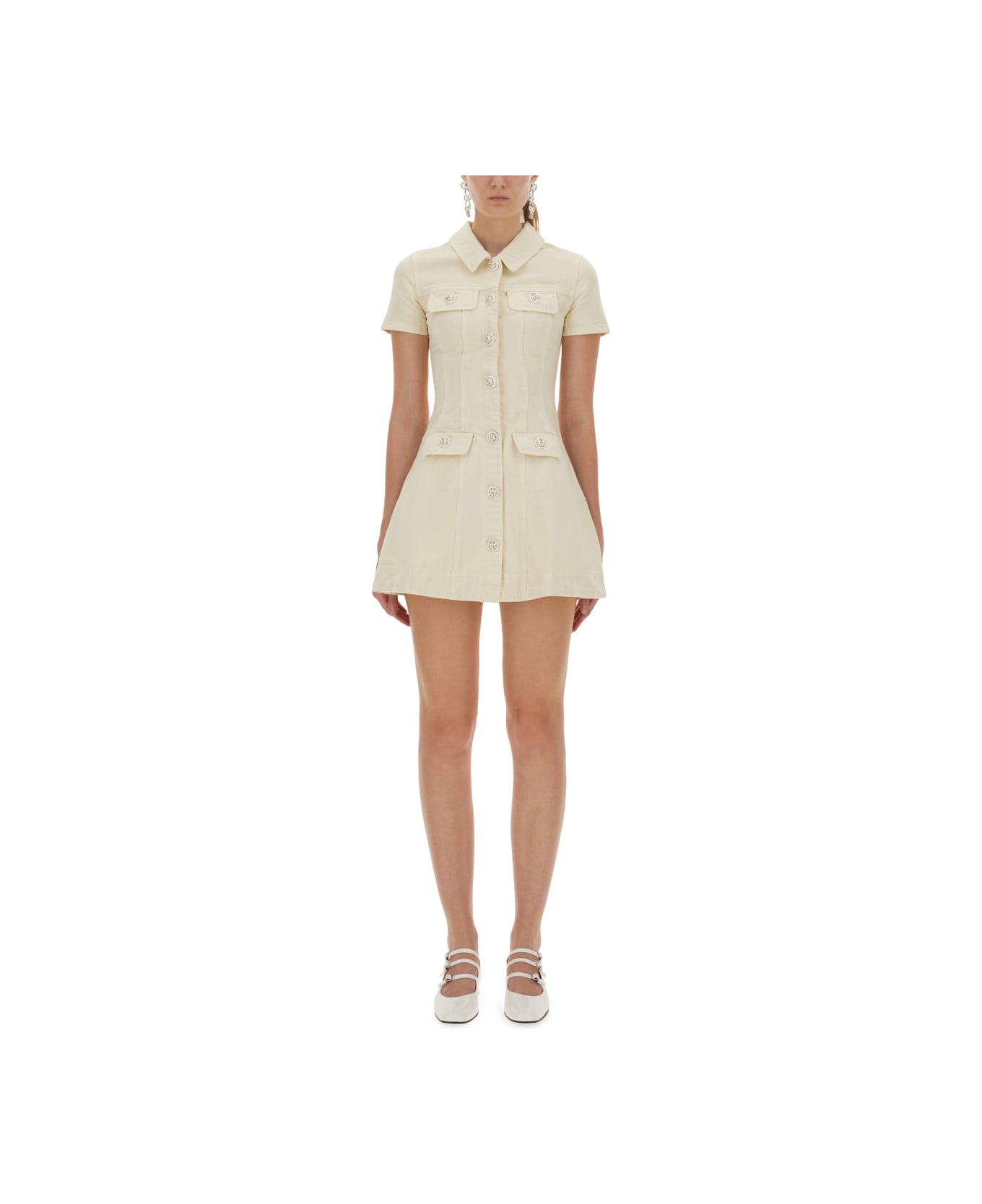 self-portrait Denim Mini Dress - IVORY