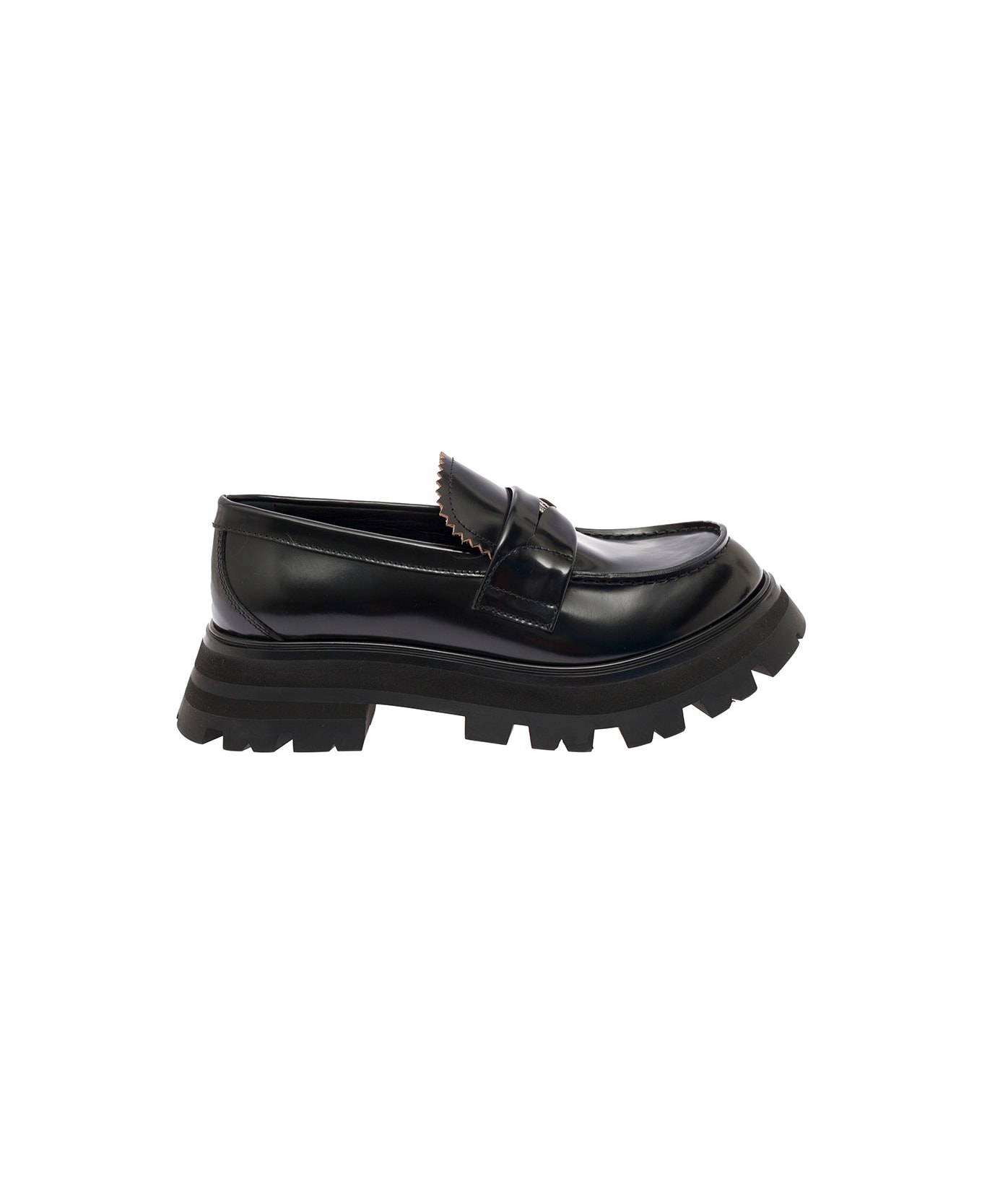 Alexander McQueen Woman's Black Oversize Leather Loafers - Black