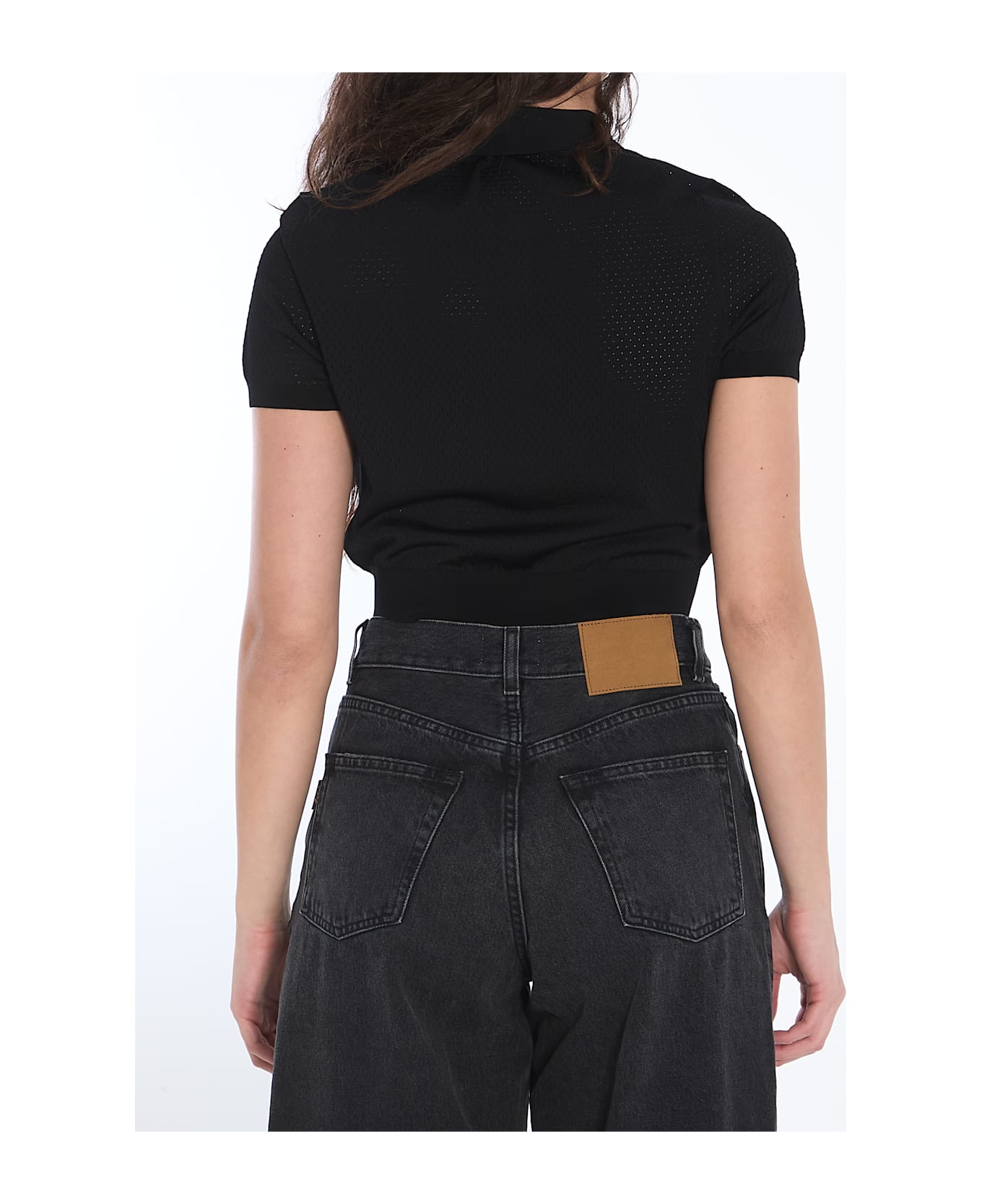Alexander Wang Cropped Polo Shirt - BLACK