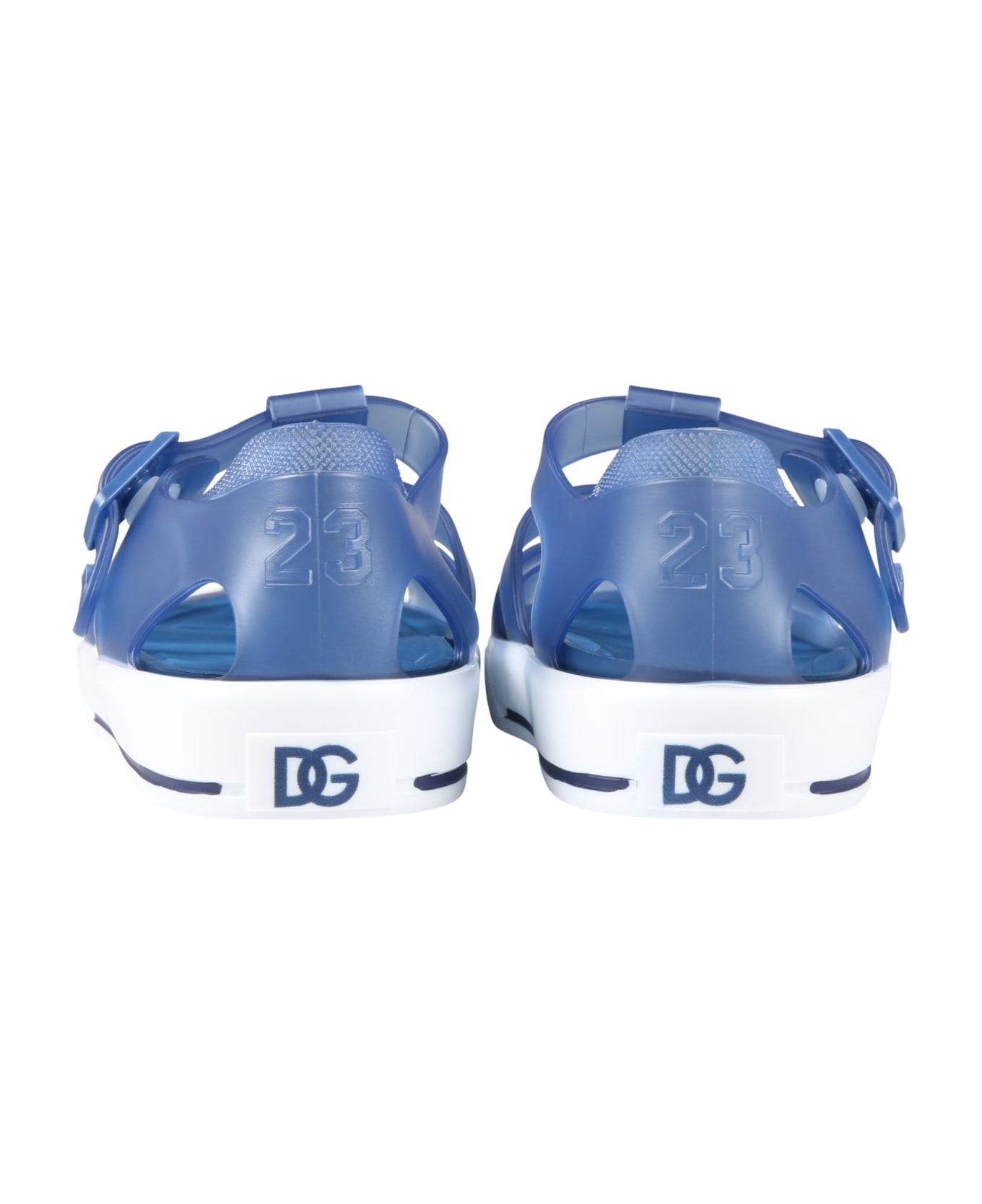 Dolce & Gabbana Blue Sandals For Kids With Logo - Blue