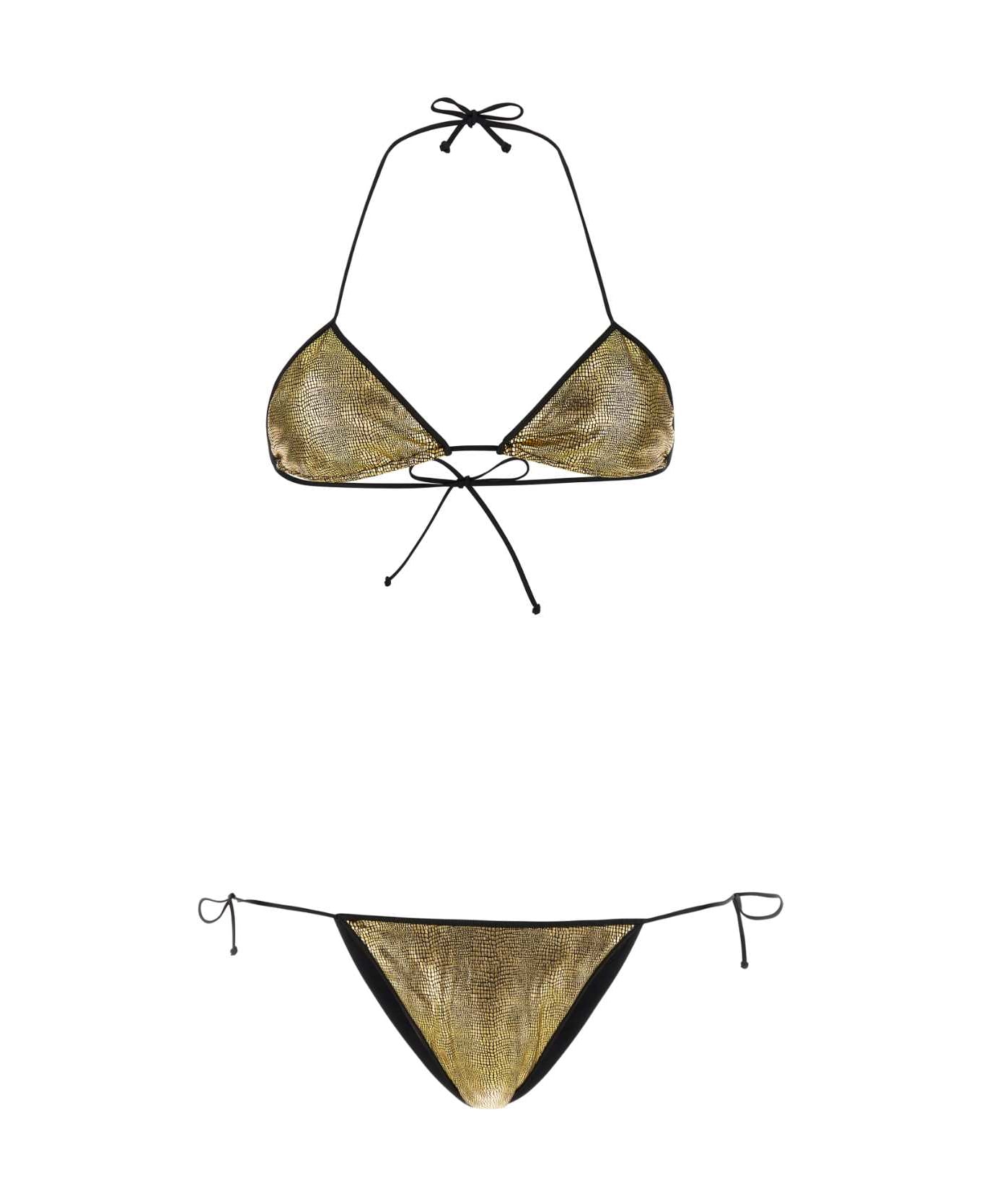 Reina Olga Printed Stretch Nylon Sam Bikini - GOLDCROC