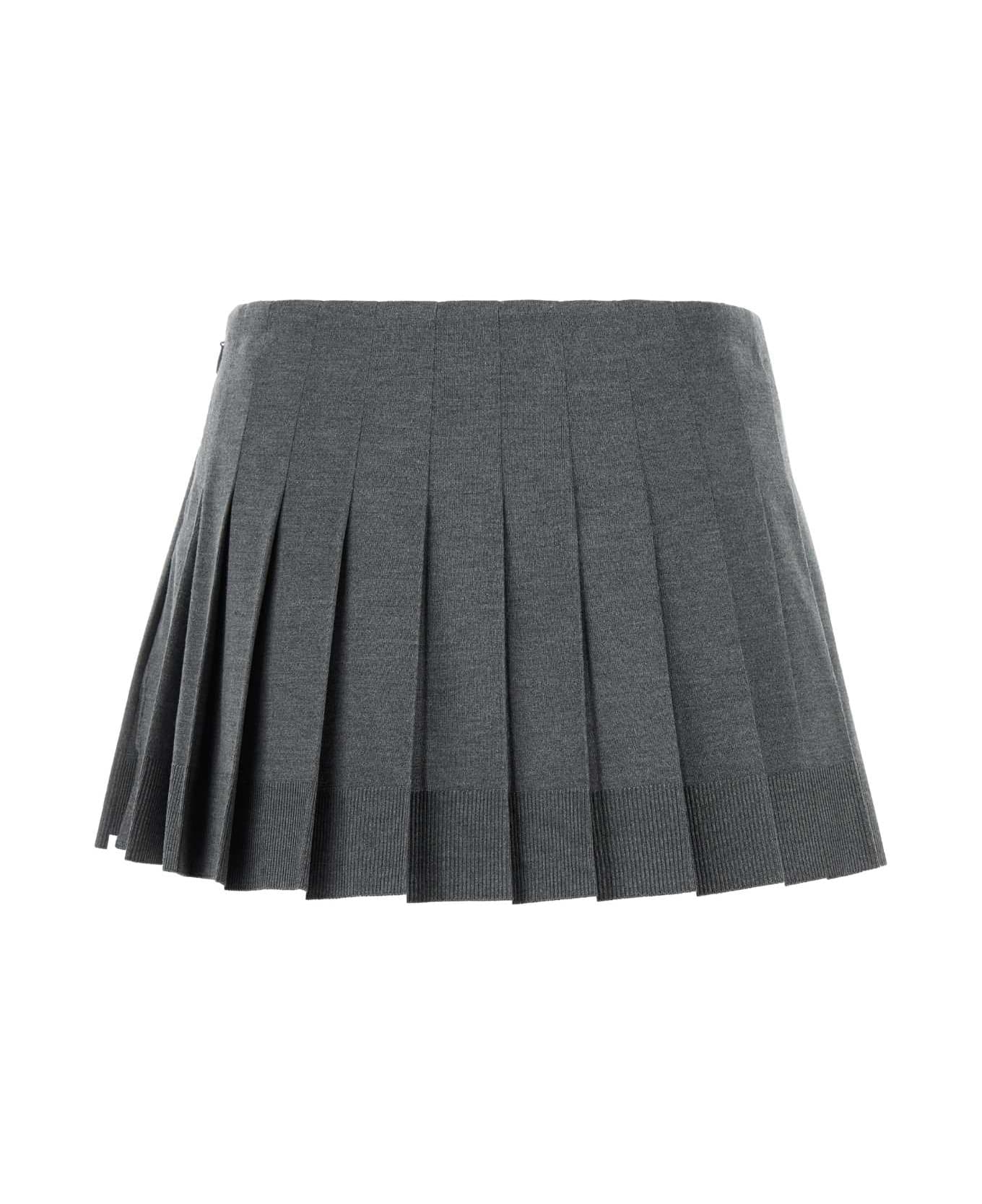 Miu Miu Dark Grey Silk Blend Mini Skirt - ARDESIABIANCO