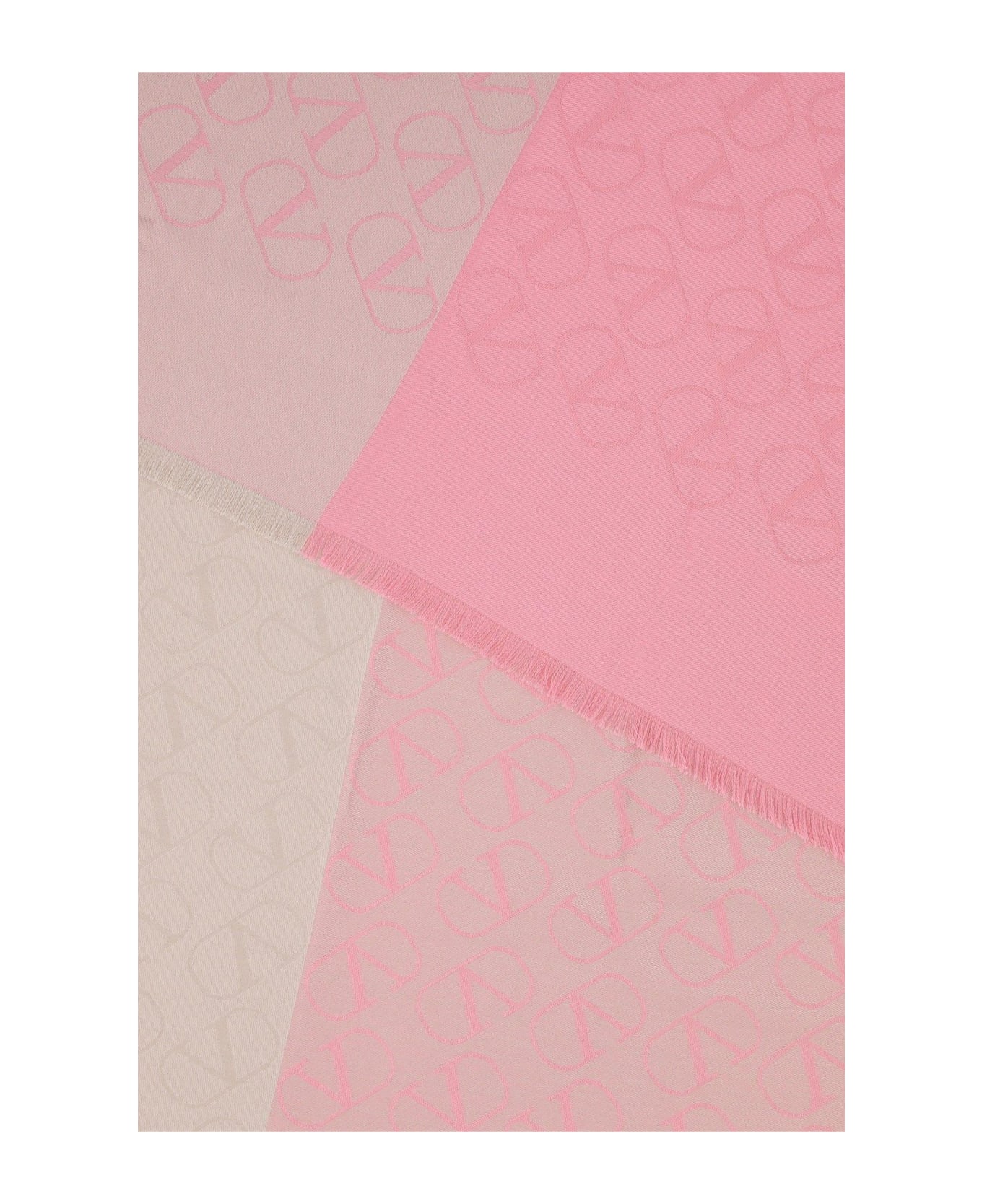 Valentino Garavani Embroidered Silk Blend Scarf - Pink スカーフ＆ストール