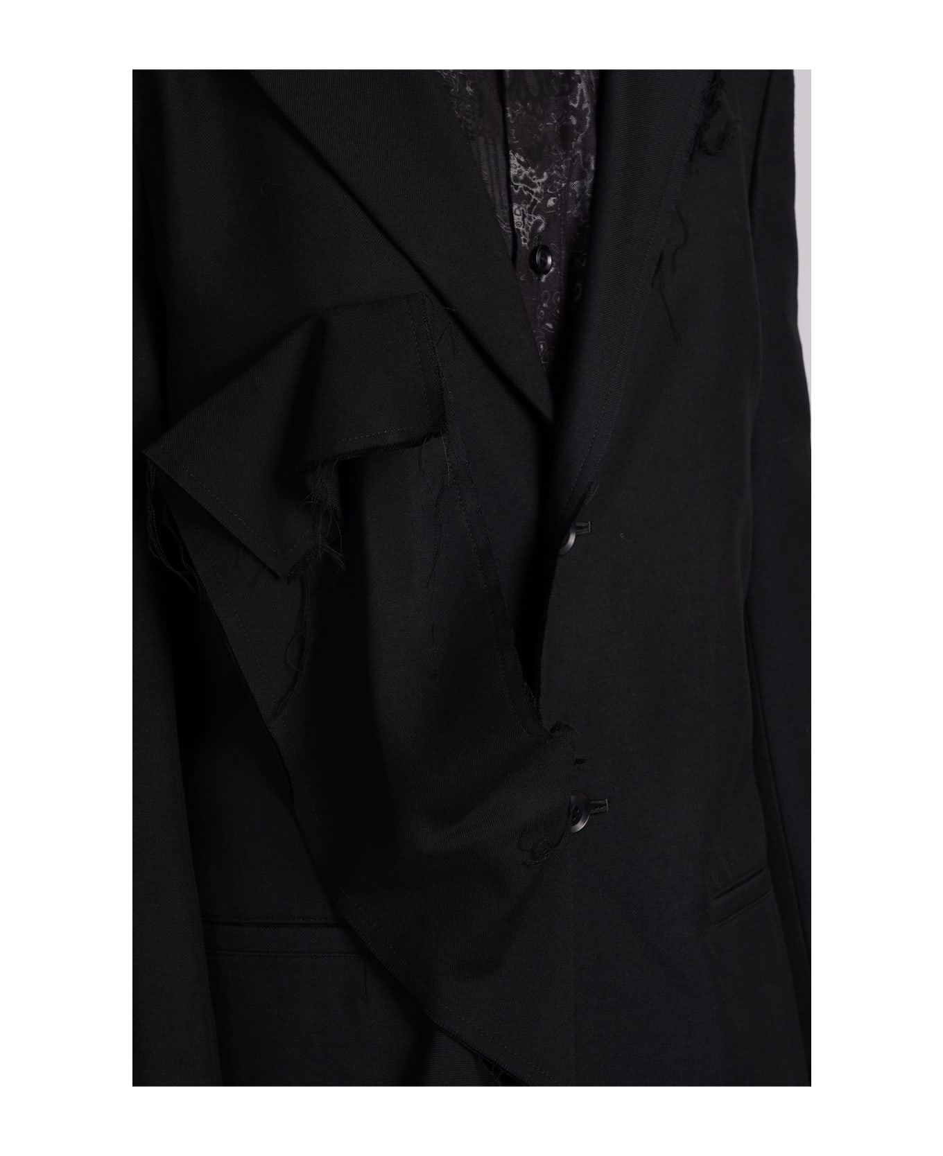 Yohji Yamamoto Blazer In Black Rayon - black