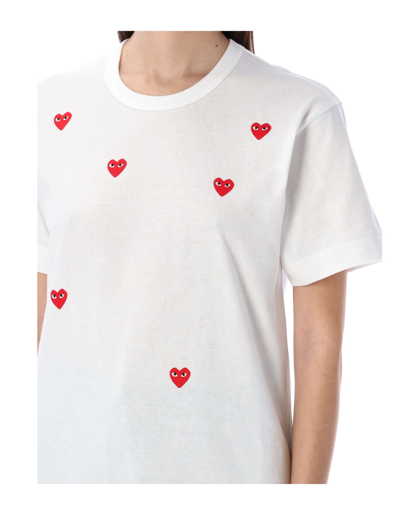 Comme des Garçons Play Red Hearts T-shirt - WHITE