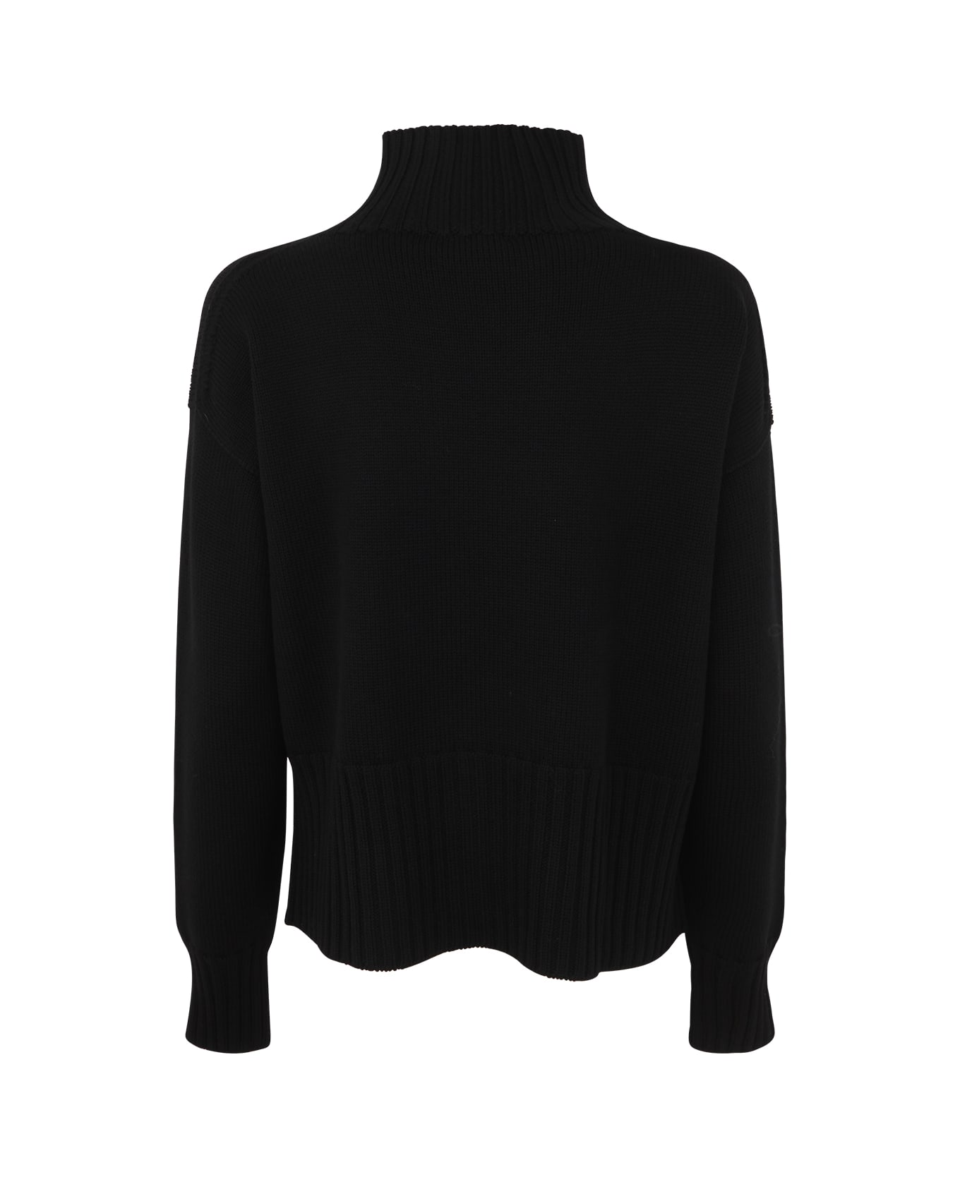 Drumohr Long Sleeves Turtle Neck Oversized Sweater - Black
