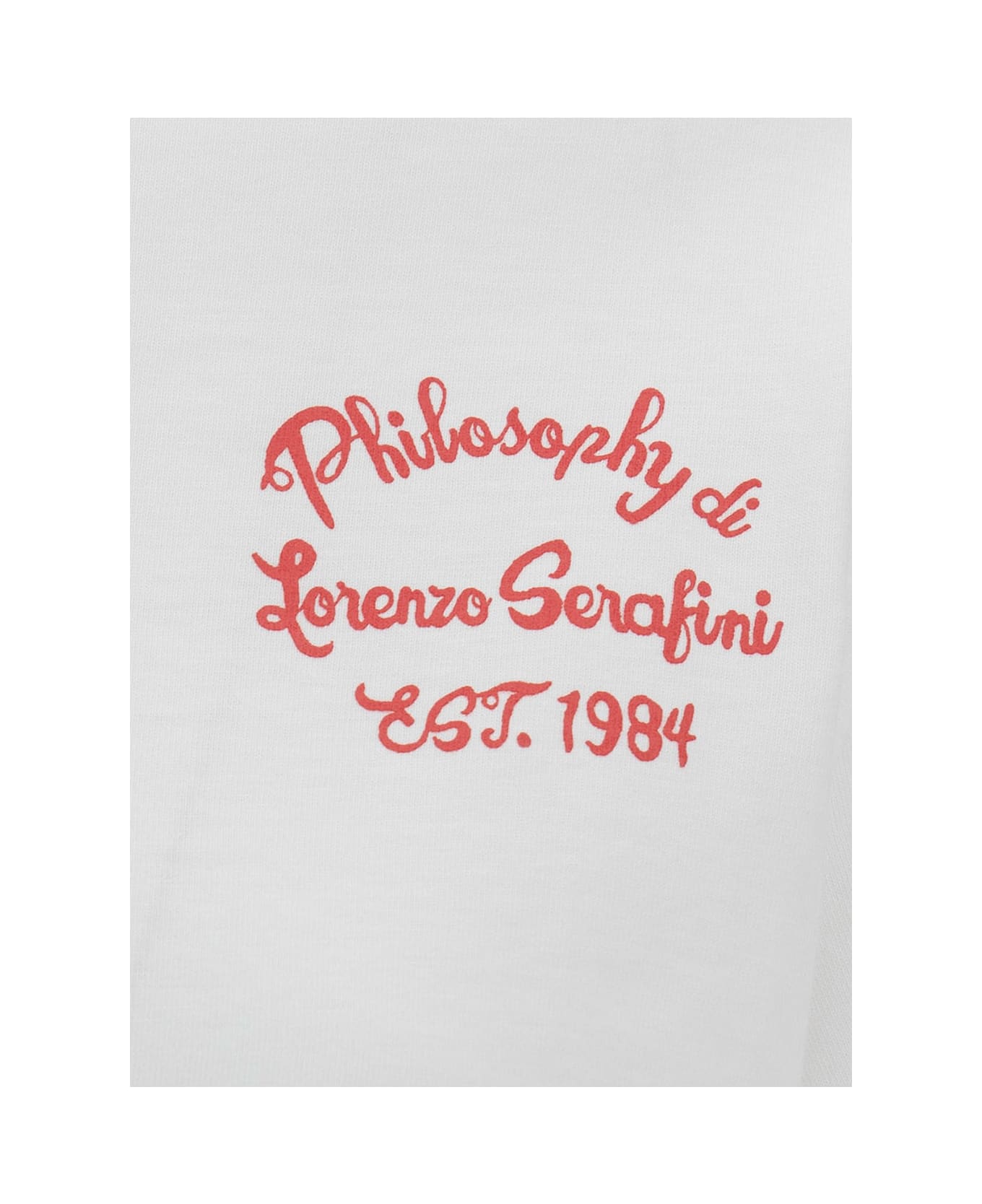 Philosophy di Lorenzo Serafini White Crop T-shirt With Front And Rear Logo Print In Cotton Woman - White
