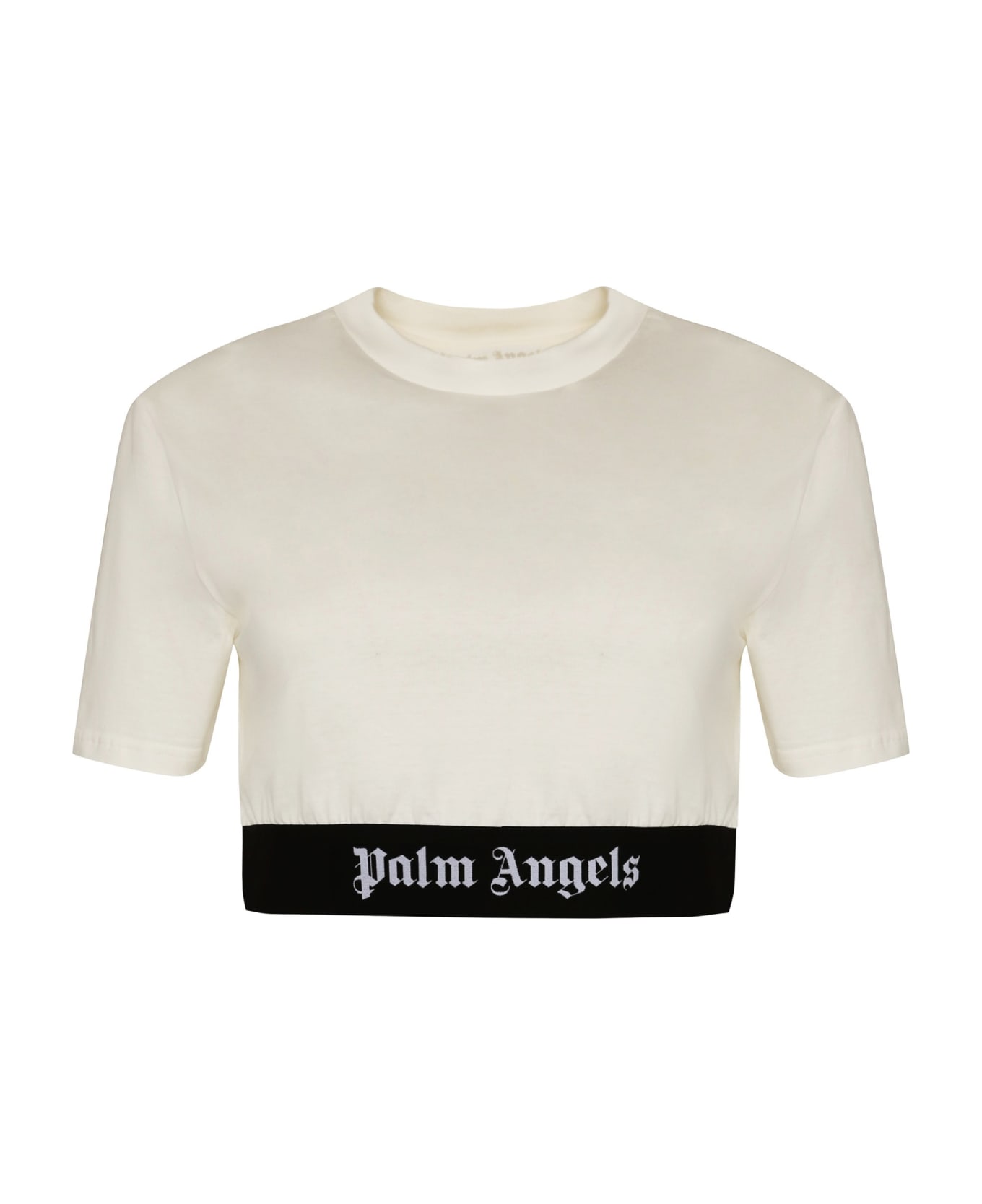 Palm Angels Cotton Crop Top - Beige Tシャツ