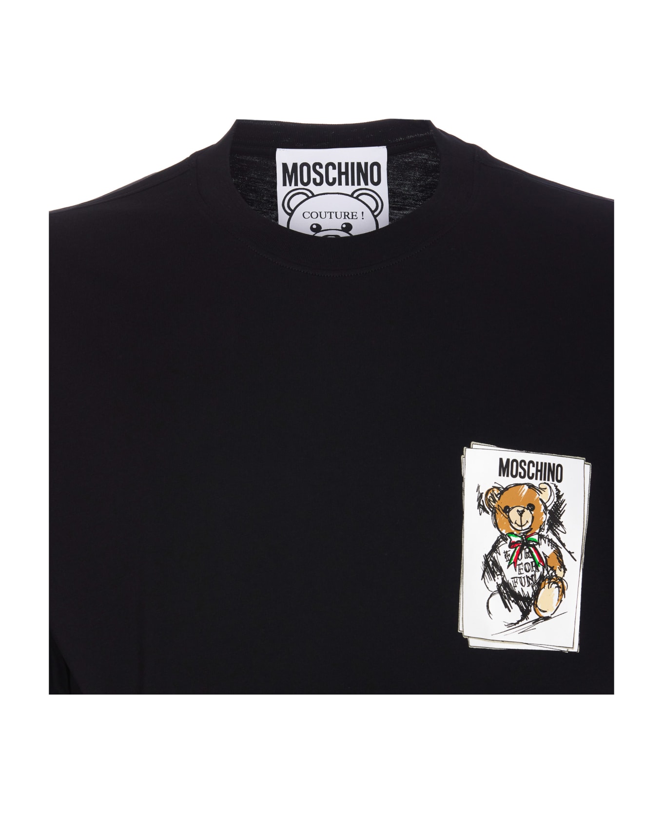 Moschino Drawn Teddy Bear T-shirt - BLACK/WHITE