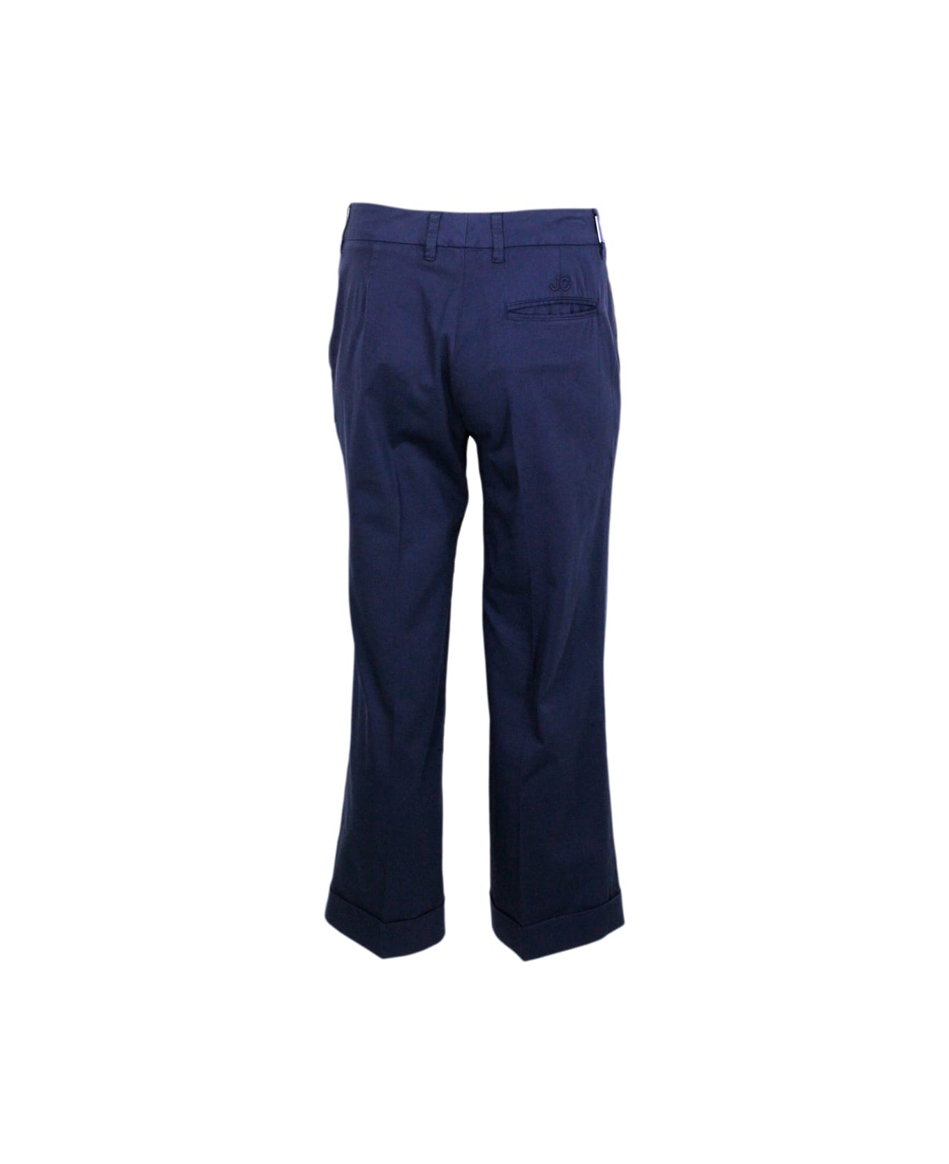 Jacob Cohen Luxury Edition Selena Cropped Trousers In Soft Stretch Cotton With Chinos America Pockets With Zip Closure And Small Logo Above The Back Pocket - Blu