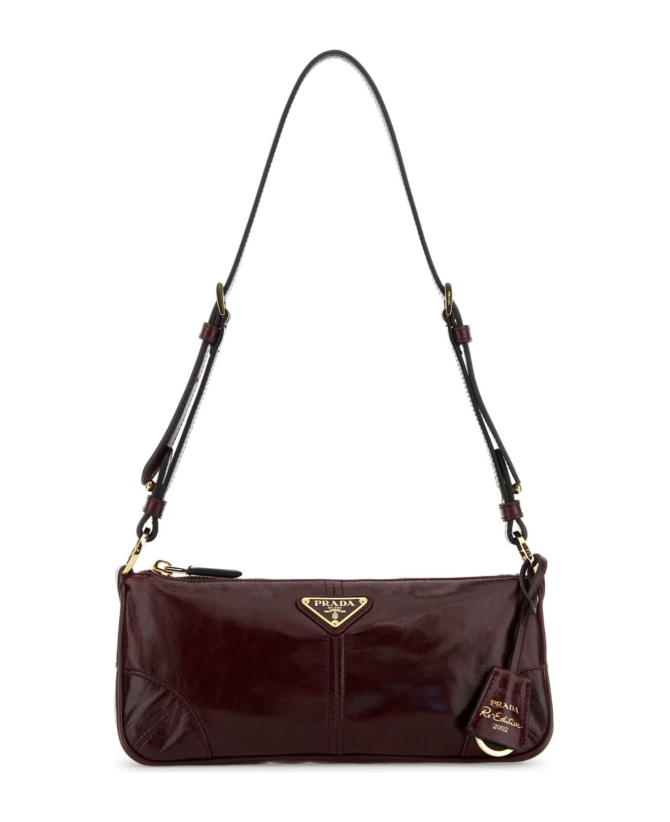Prada Burgundy Leather Shoulder Bag - BORDEAUX N