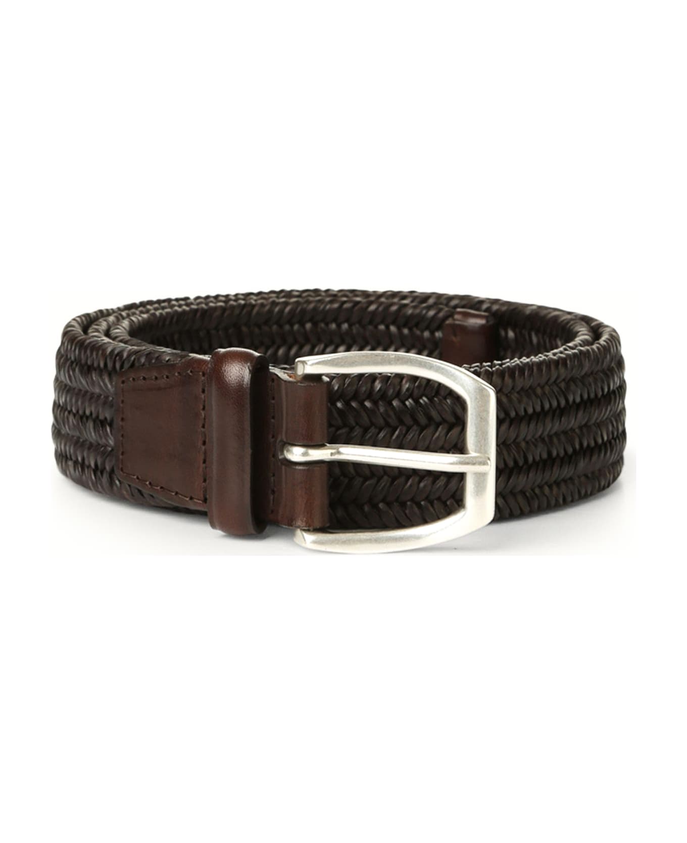 Orciani Wide Braided Leather Belt - Brown