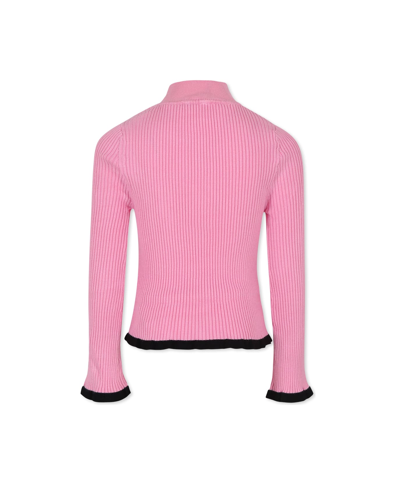 MSGM Pink Turtleneck For Girl With Logo - Pink