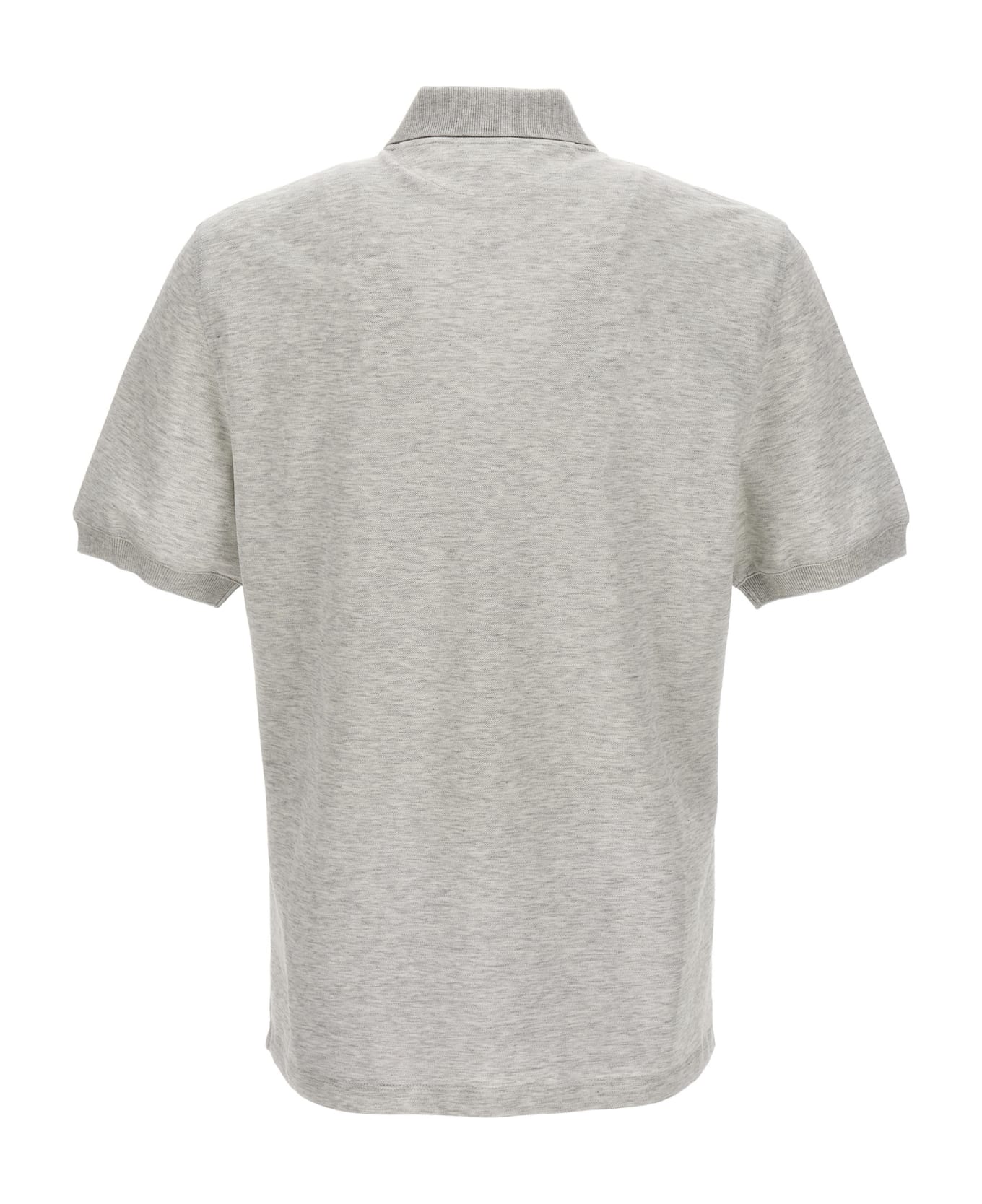 Brunello Cucinelli Logo Print Polo Shirt - Gray
