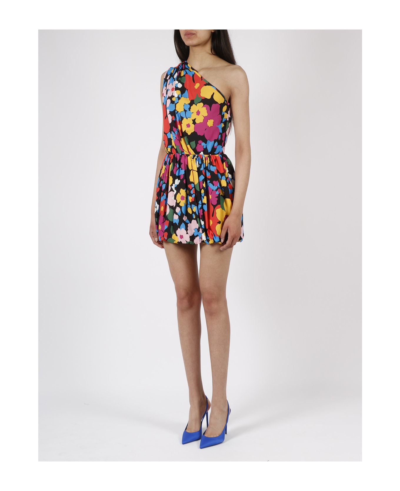Saint Laurent Flower Sable` Mini Dress - MULTICOLOR