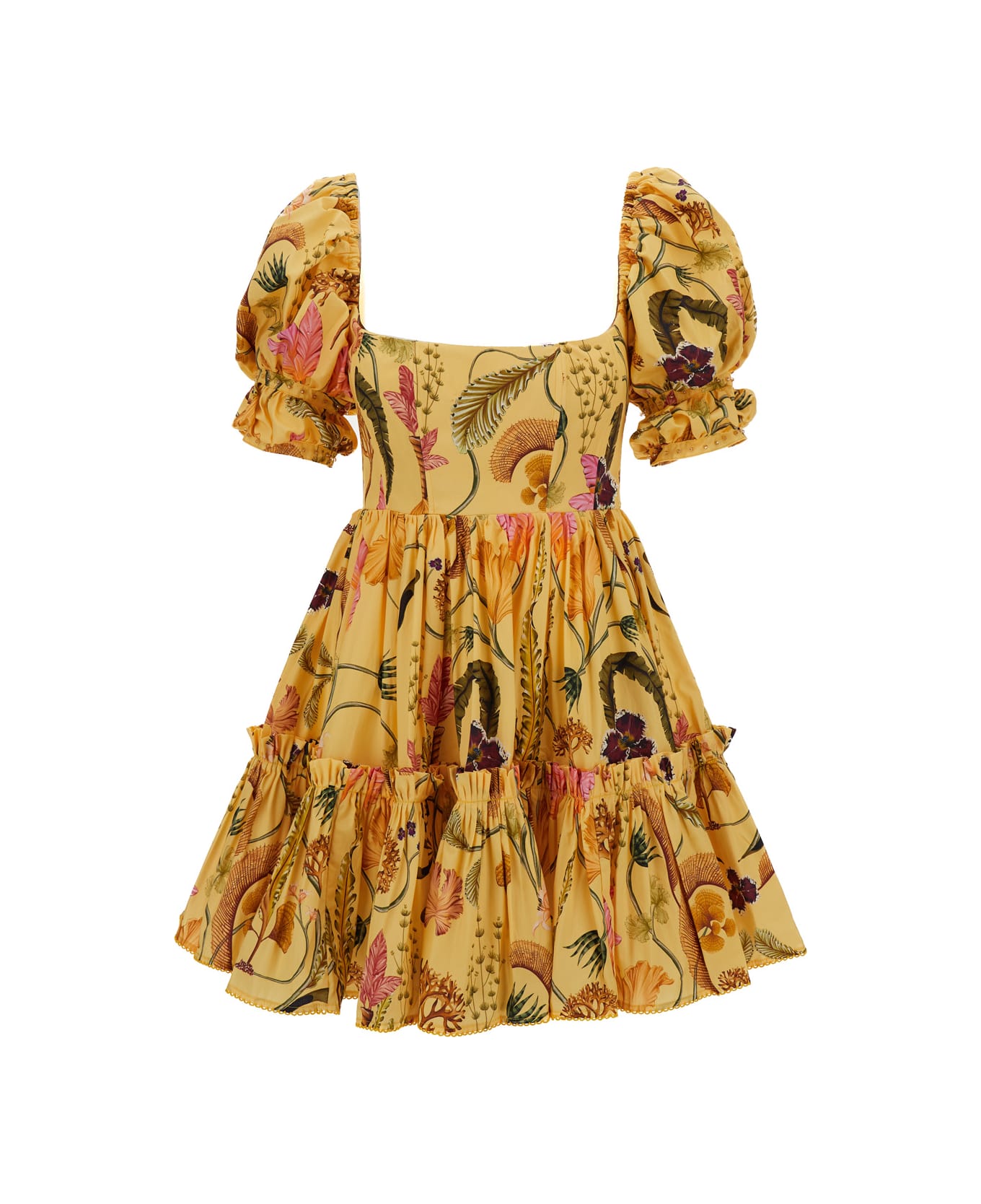 Agua by Agua Bendita Yellow 'alaria Habitat' Mini Dress In Cotton Woman - Multicolor
