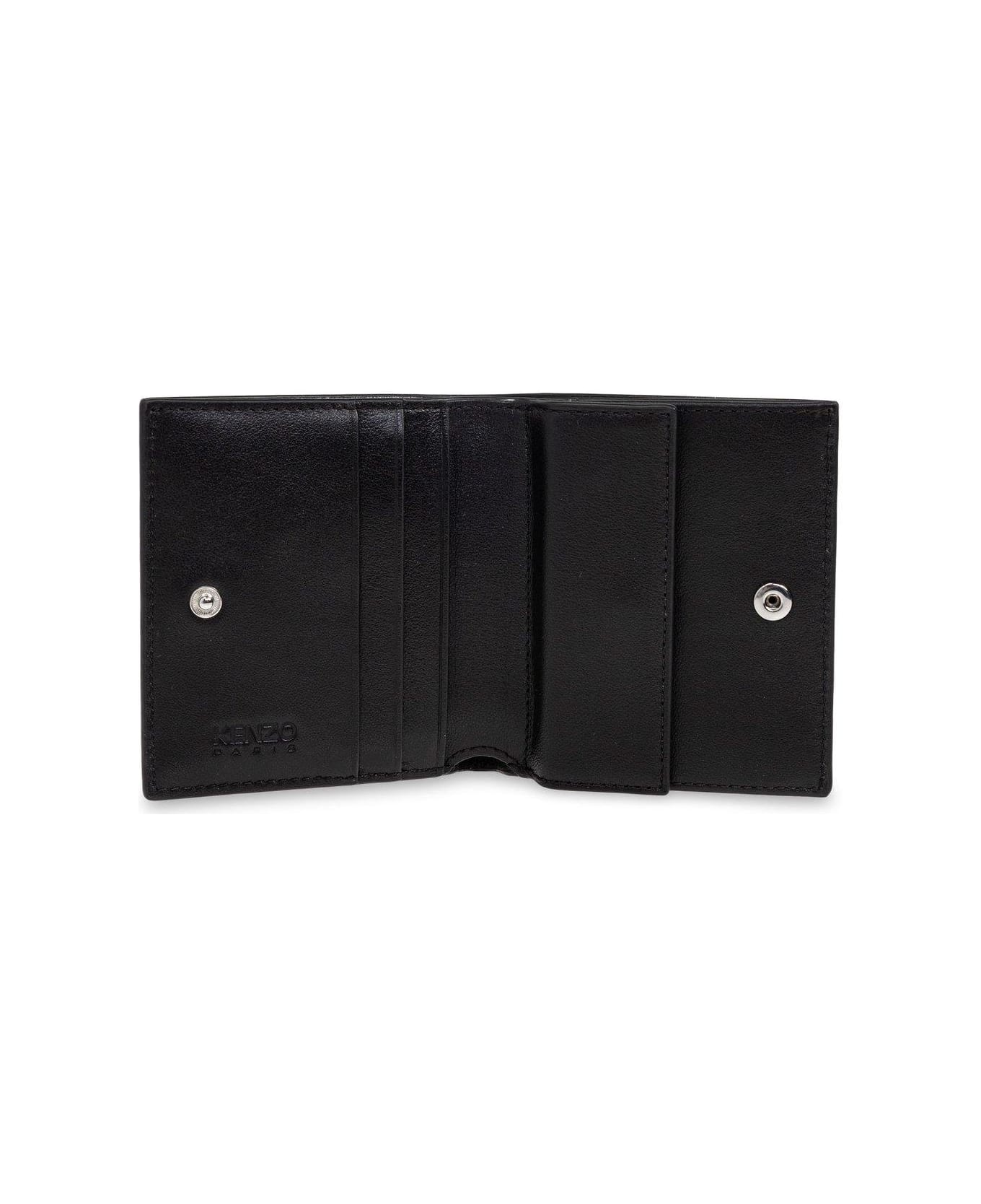 Kenzo Varsity Logo Detailed Mini Wallet - BLACK