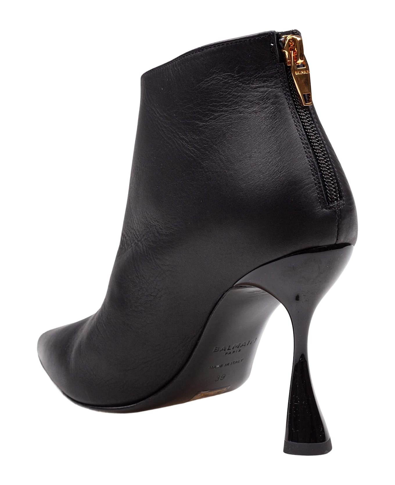 Balmain Black Leather Ankle Boot - Noir