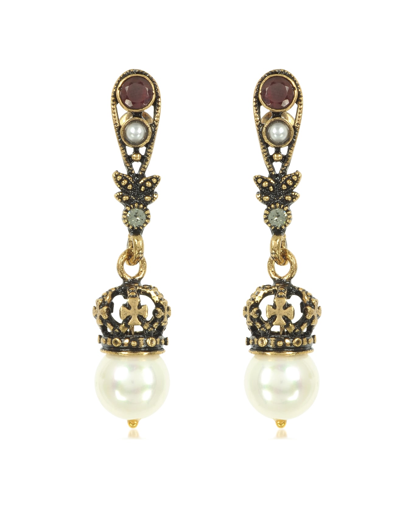 Alcozer & J Drop Crown Earrings W/pearls - Gold