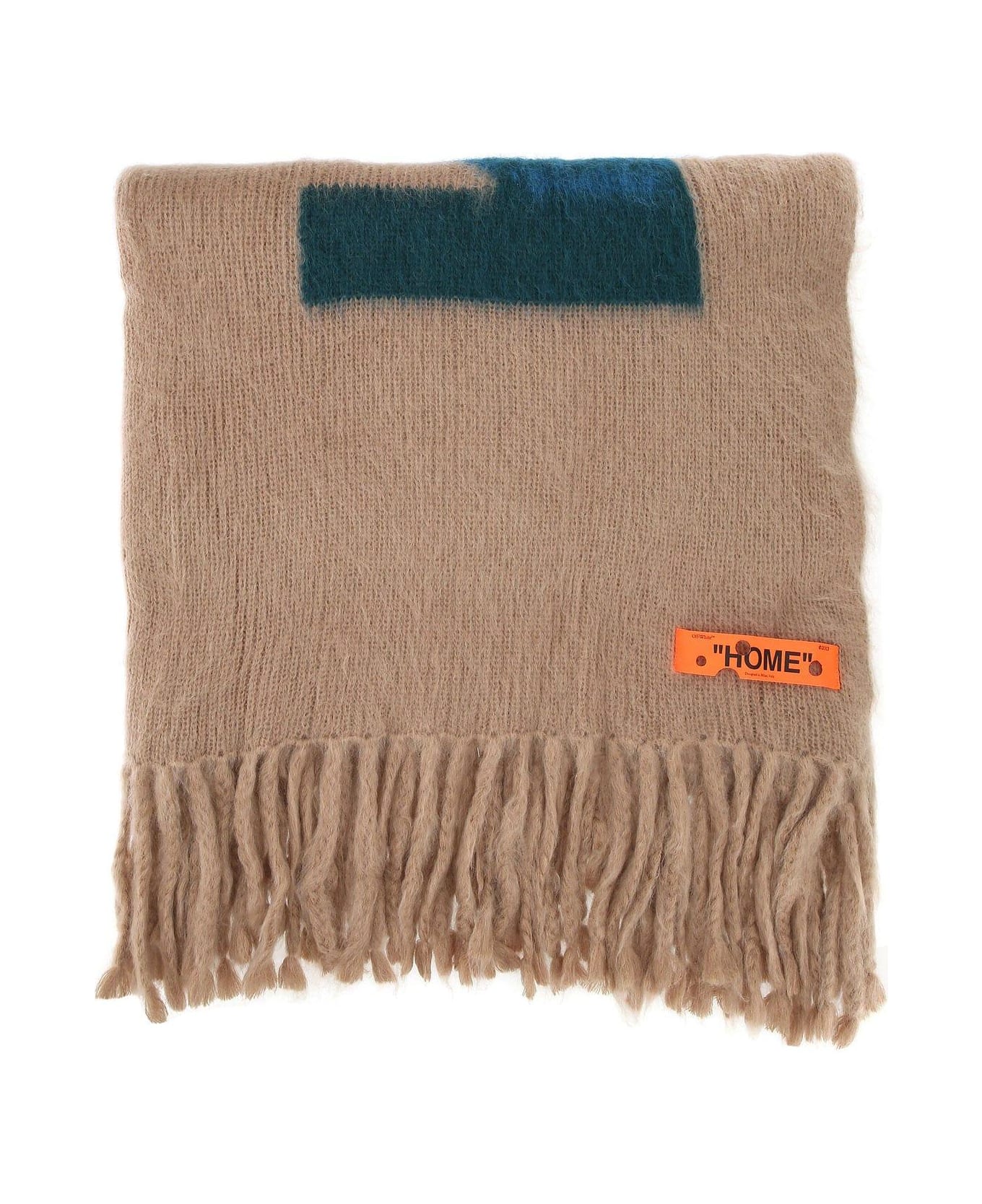 Off-White Cappuccino Mohair Blend Blanket - Camel