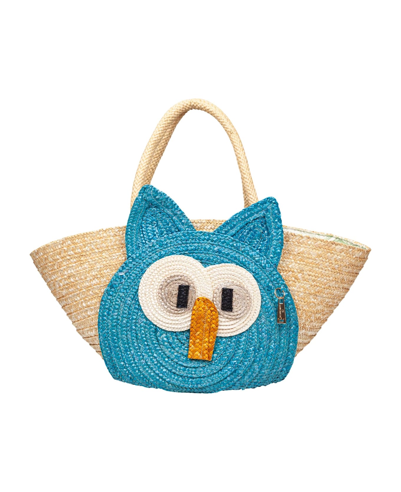 LaMilanesa Cioffi Handbag In Raffia Natural And Turquoise Color - Multi