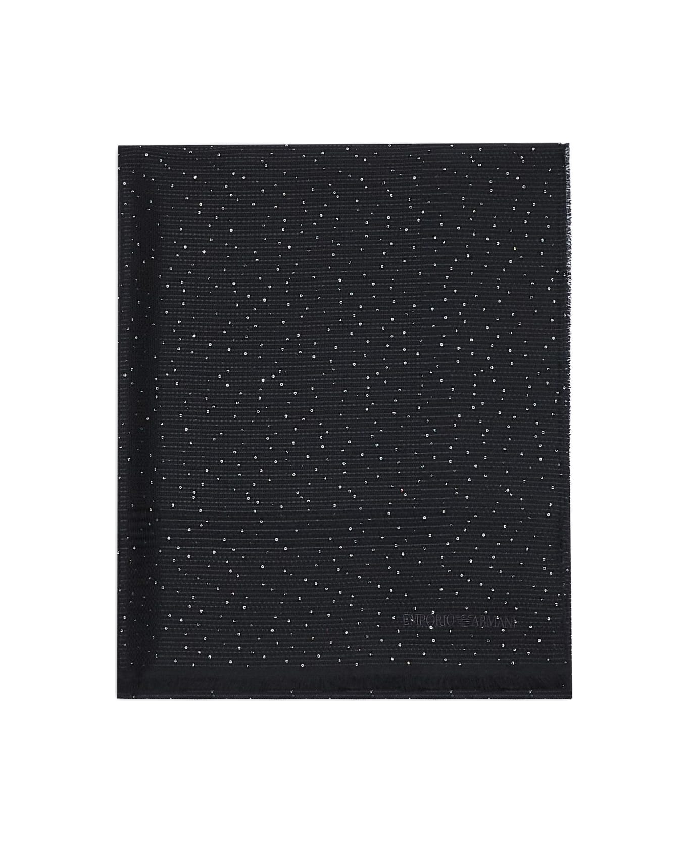 Emporio Armani Wool Blend Stole - Black
