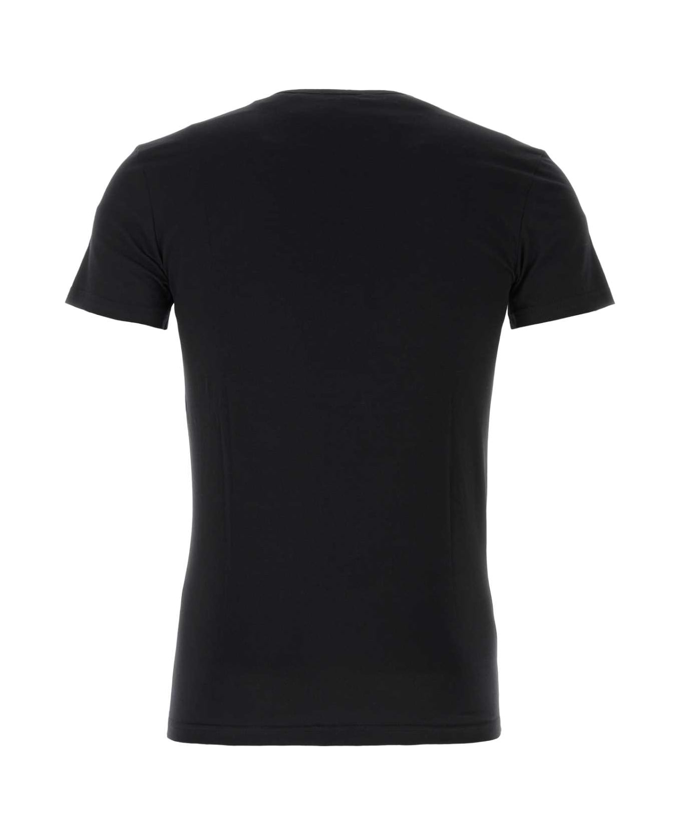 Versace Black Stretch Cotton T-shirt - BLACK