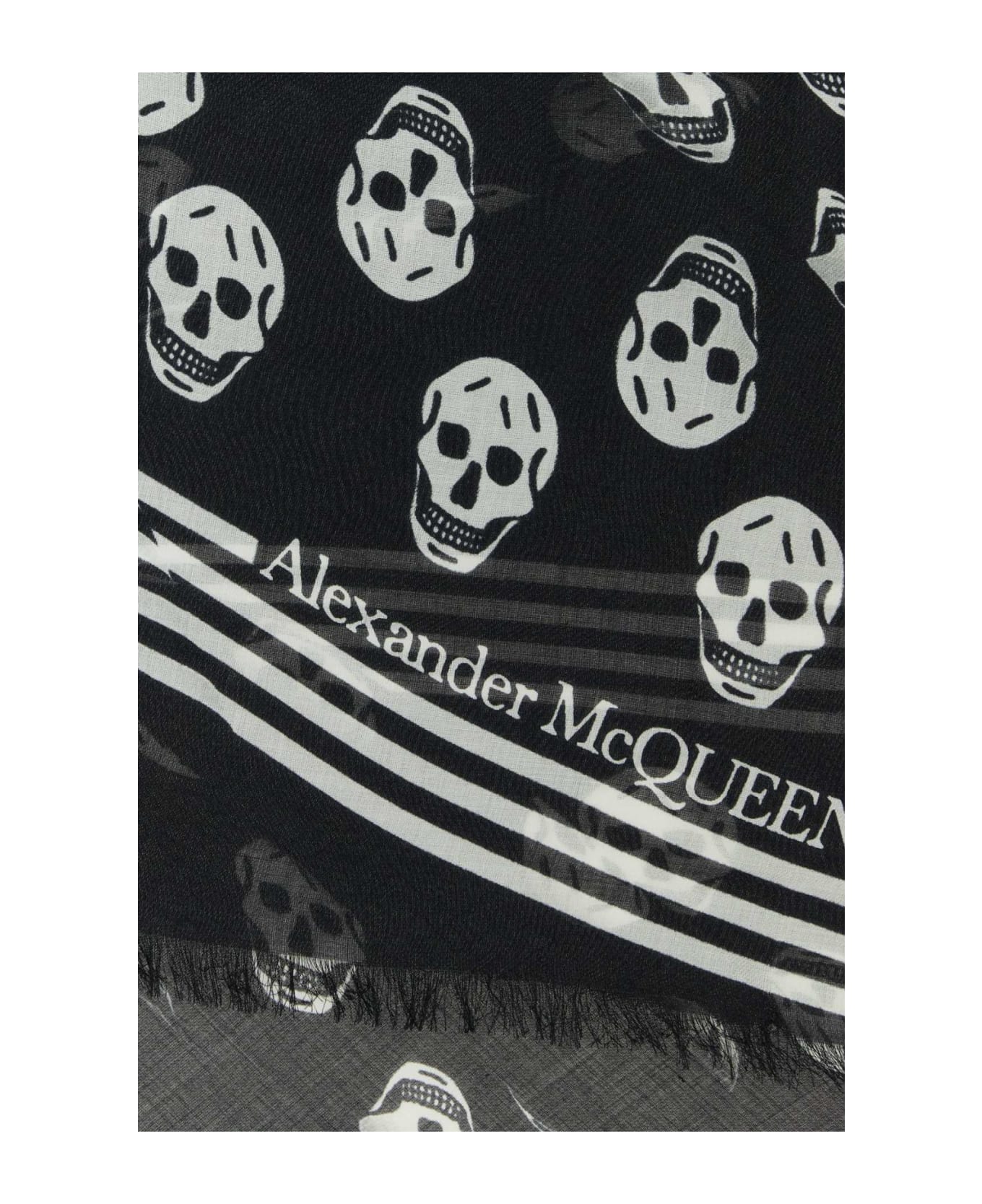 Alexander McQueen Printed Modal Foulard - BLACKIVORY