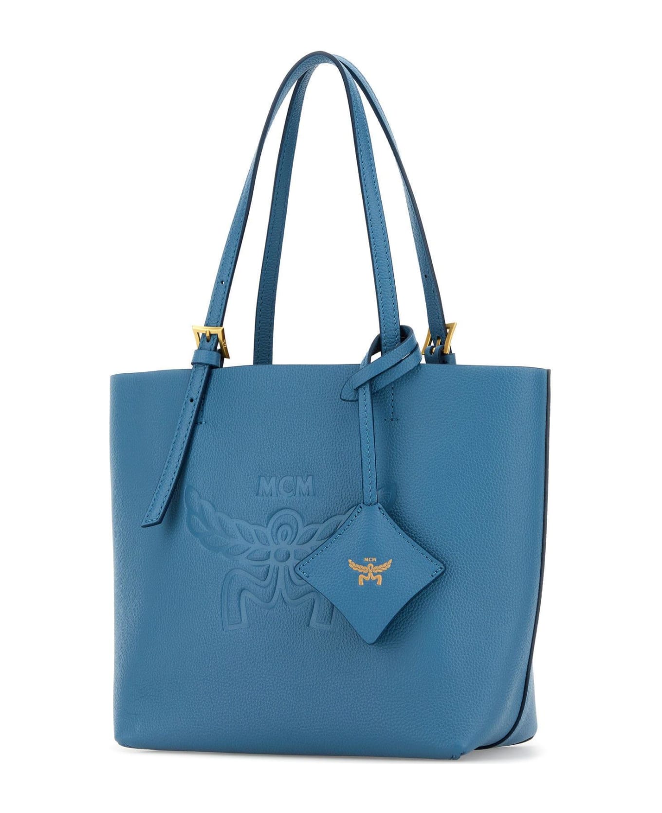 MCM Turquoise Leather Mini Himmel Shopping Bag - BLUE