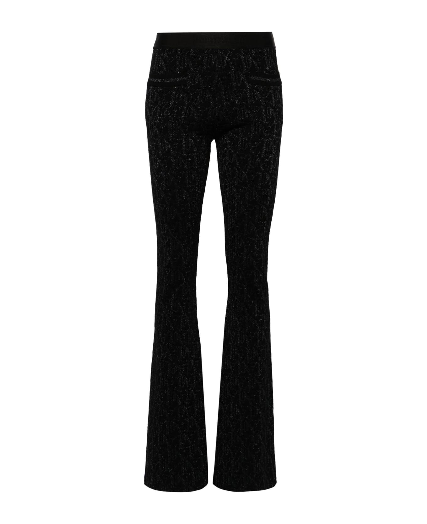 Palm Angels Monogram-jacquard Knitted Trousers - Black