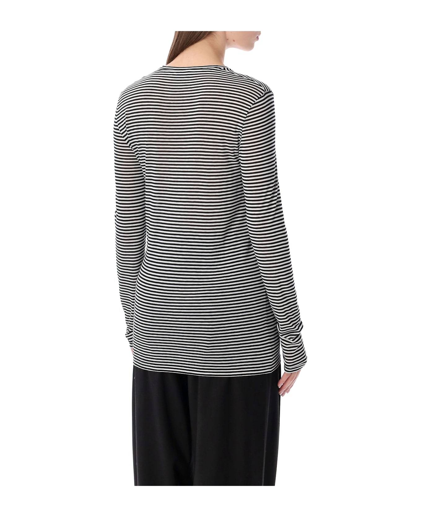 Tom Ford Striped Long-sleeve Viscose Top - BLACK WHITE STRIPES