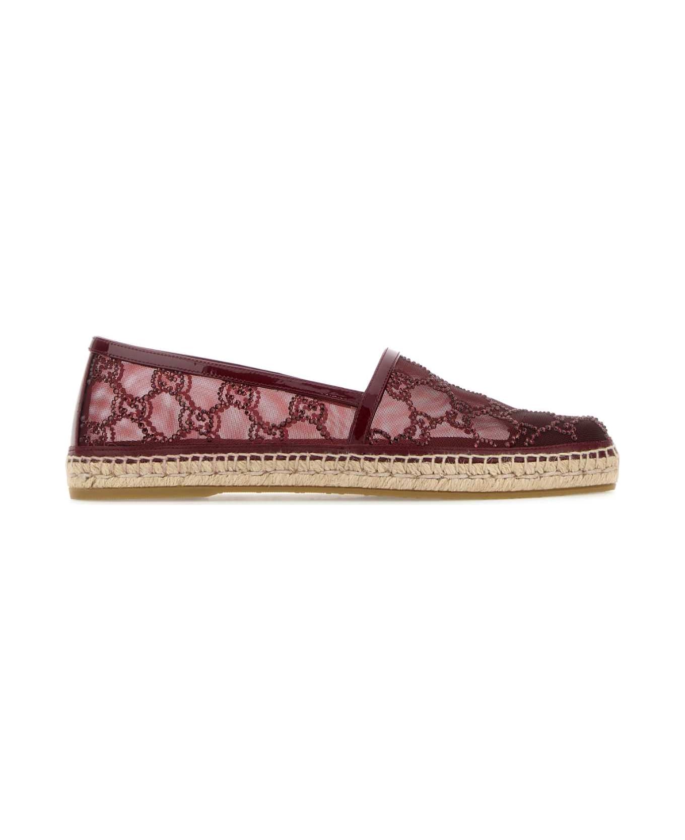 Gucci Burgundy Mesh Espadrilles - 6265