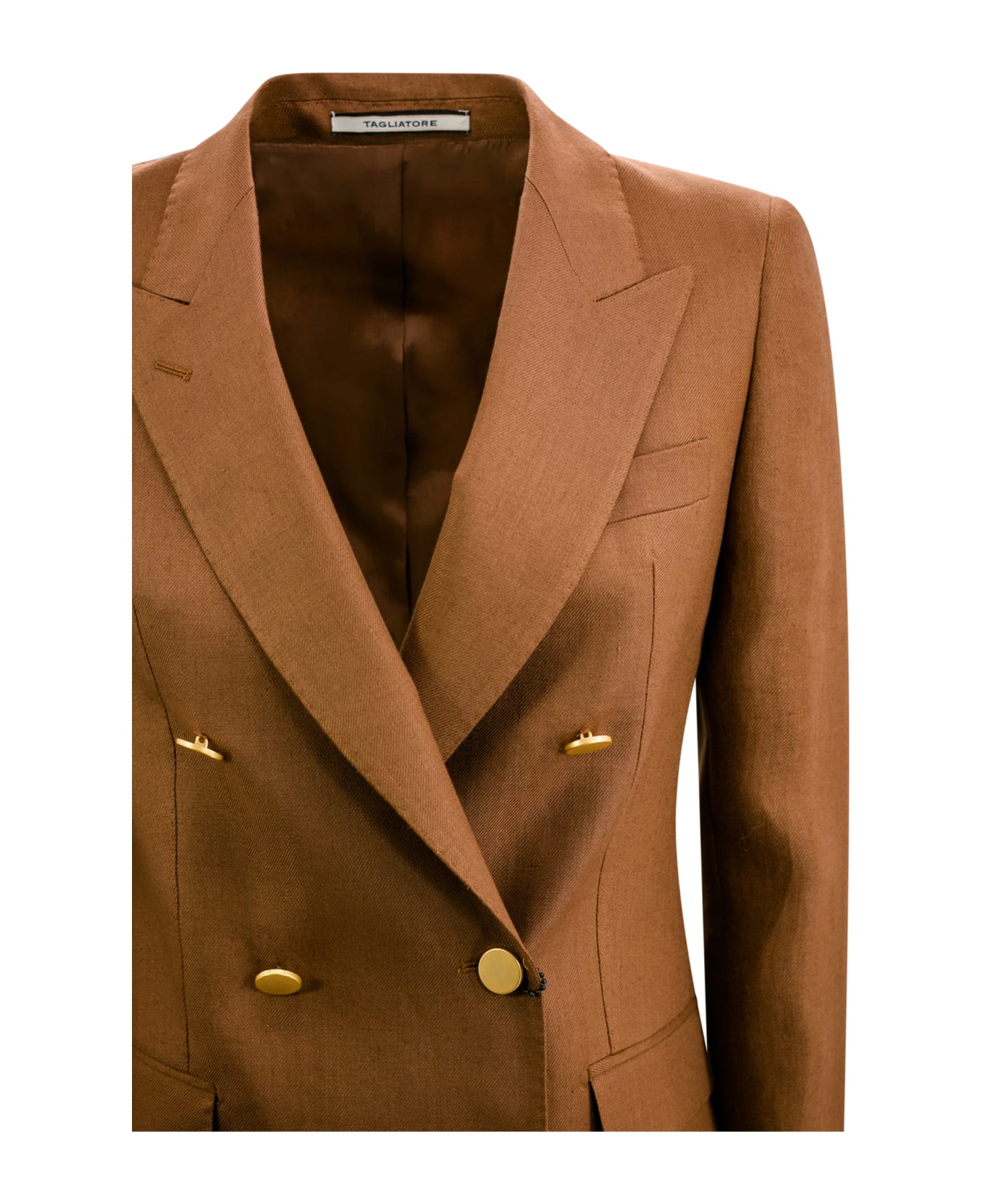 Tagliatore Full Suit With Double-breasted Blazer With Peaked Lapels And Straight Pants. - Cioccolato