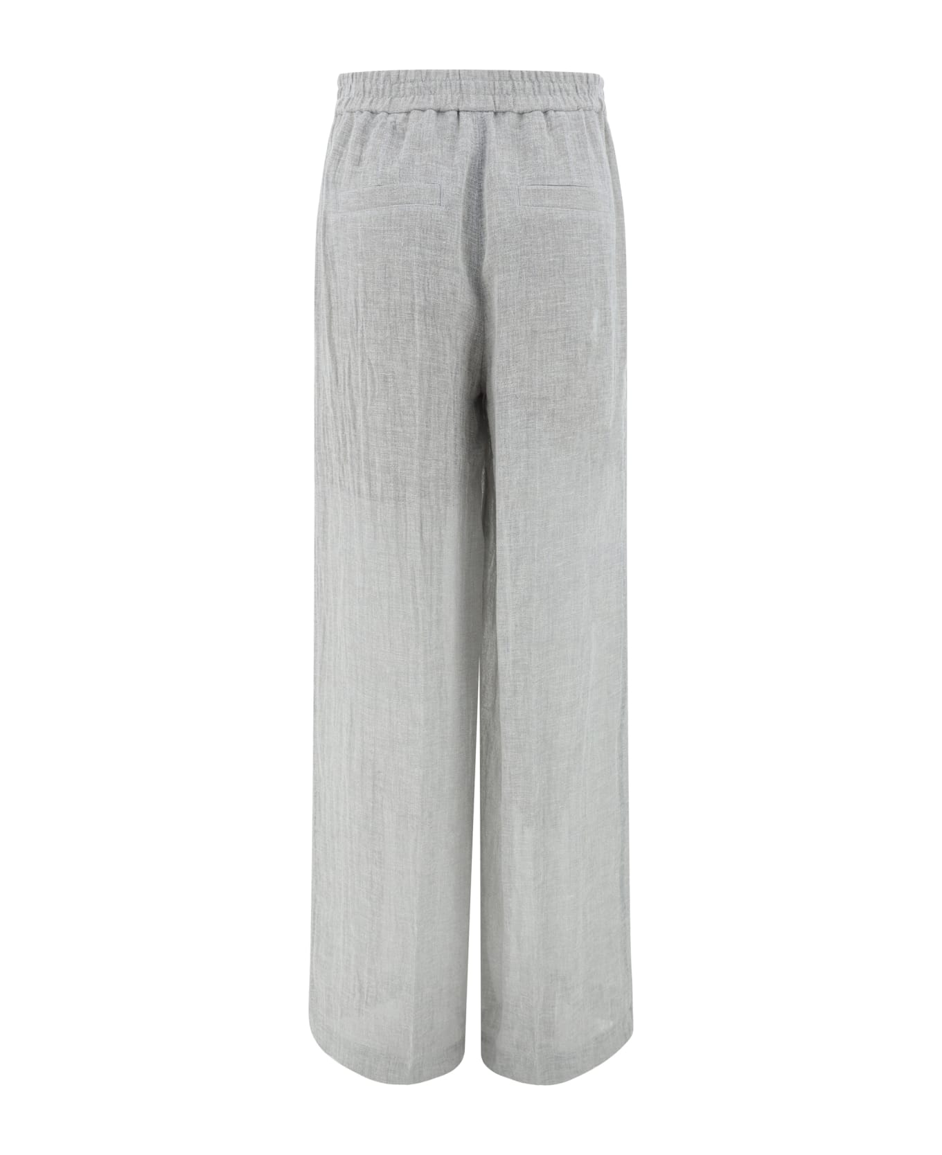Brunello Cucinelli Wide Leg Linen Trousers - Grey ボトムス