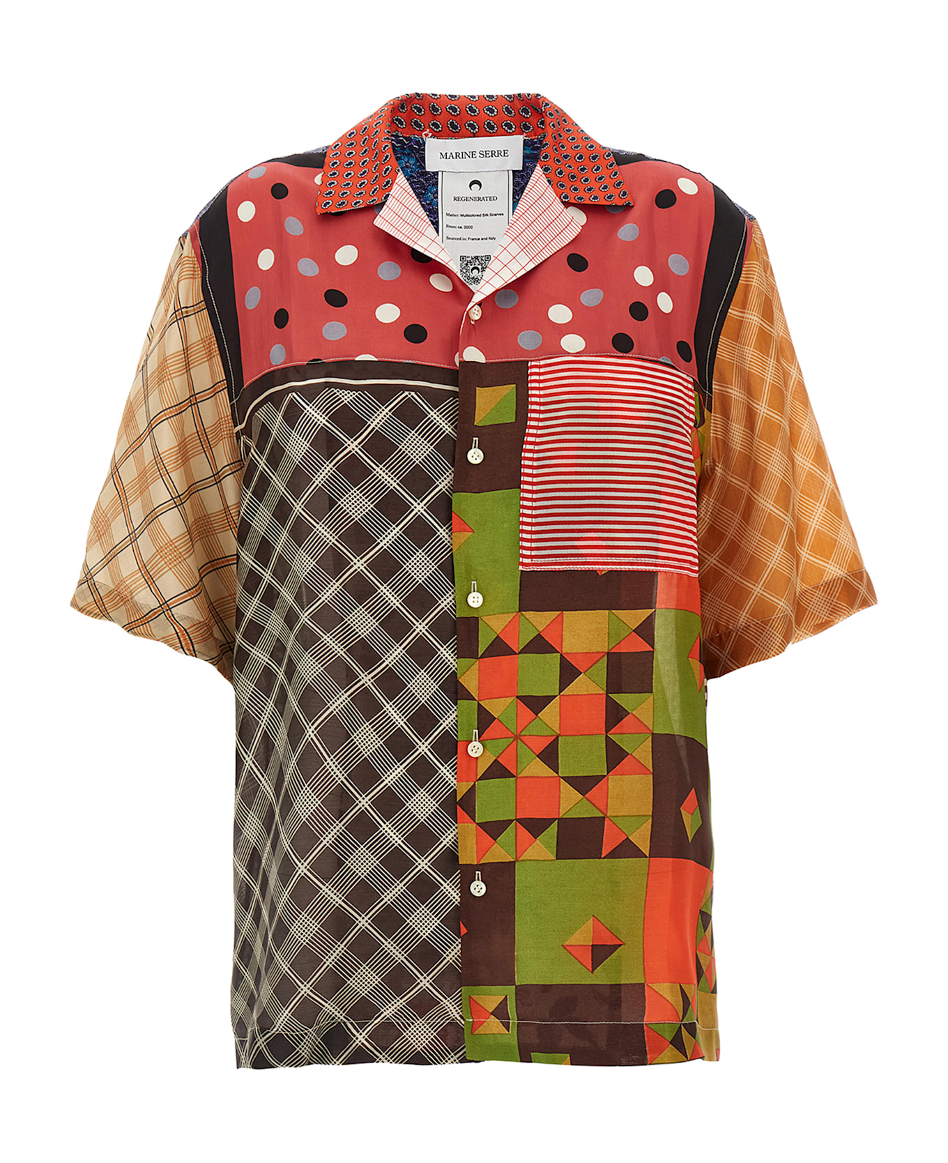Marine Serre 
regenerated Silk Scarves Bowling
 Shirt - Multicolor