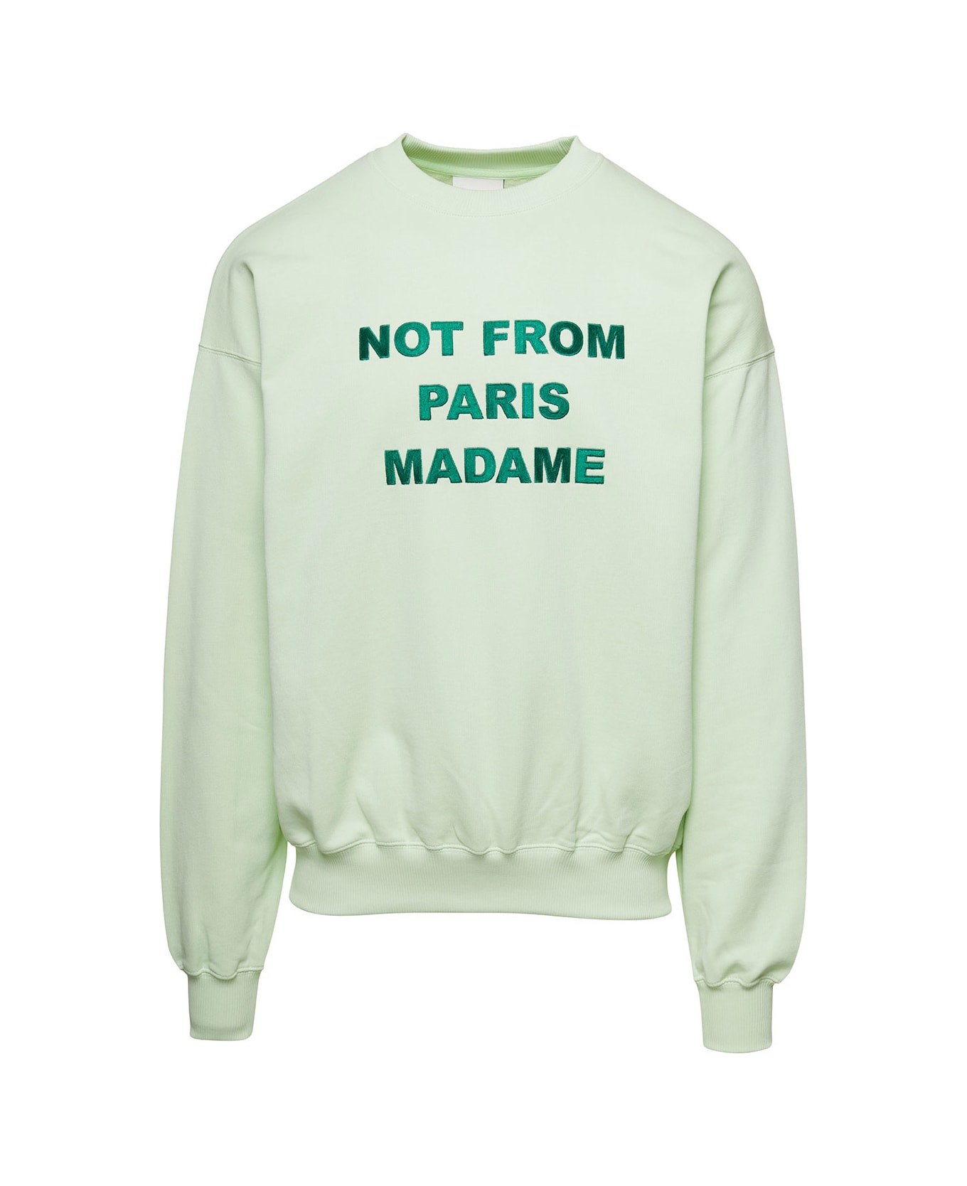 Drôle de Monsieur Green Crewneck Sweatshirt With Slogan Print In Cotton Man - Green