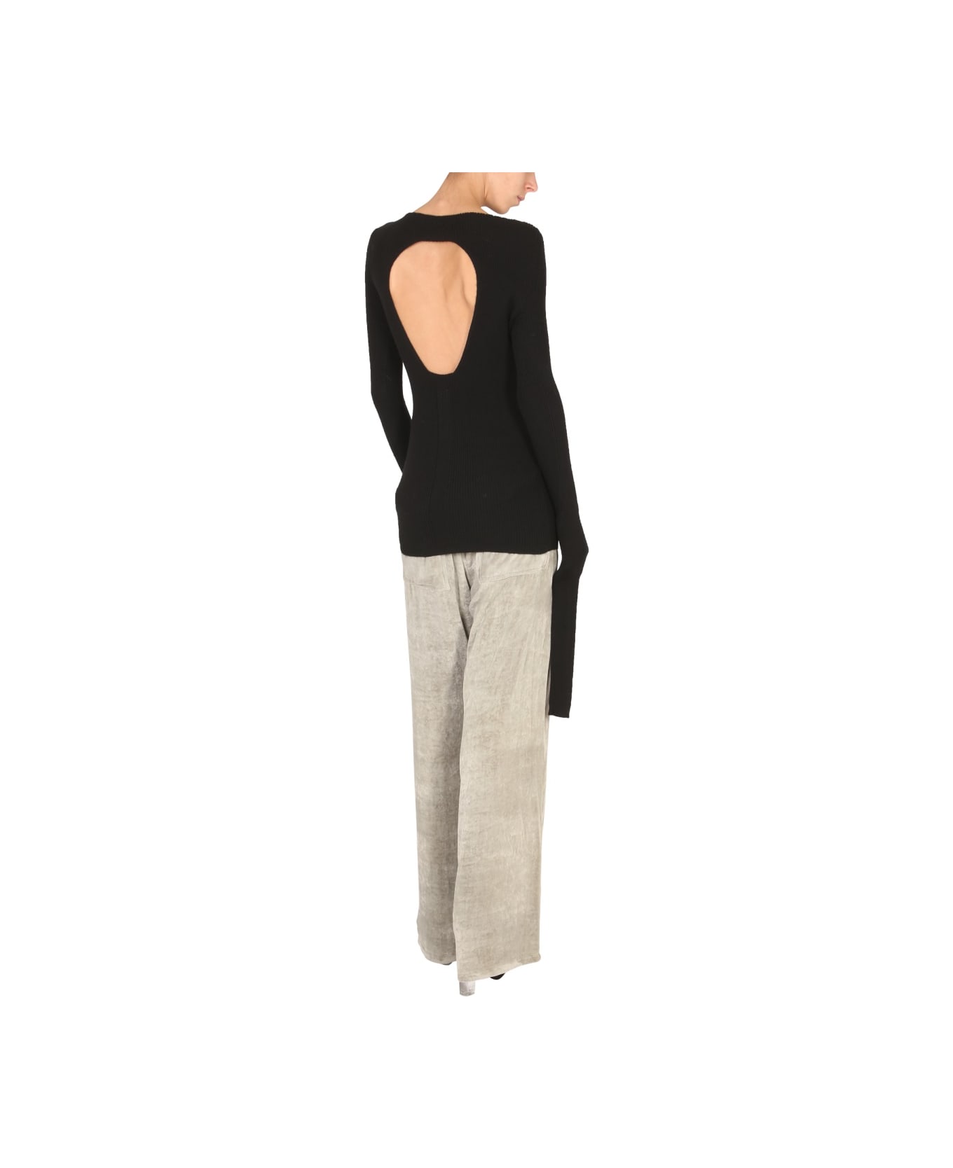 Rick Owens Sweater With Oversized Sleeves And Cut-out - BLACK ニットウェア