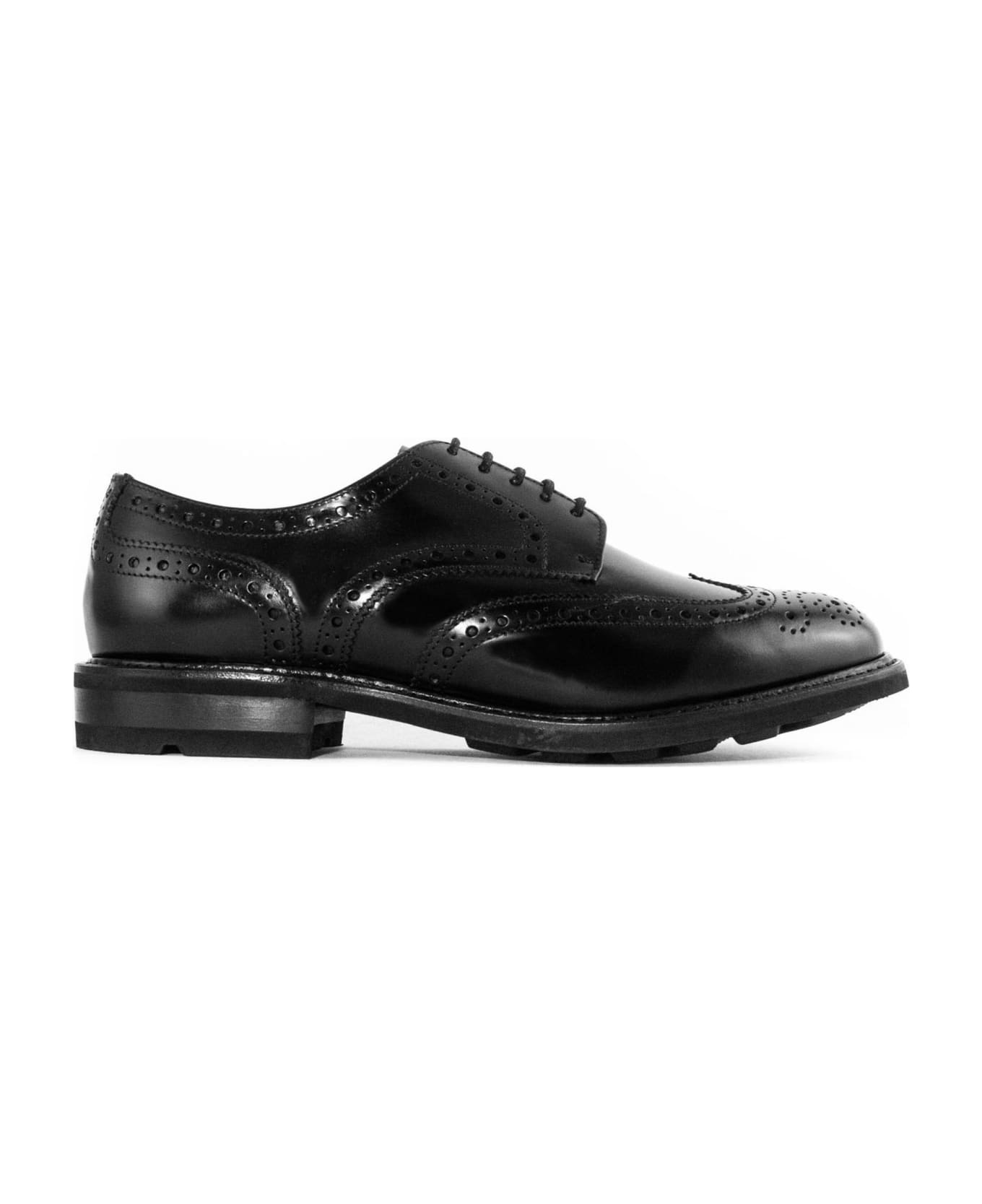 Berwick 1707 Black Shiny Leather Derby Shoes - Black ローファー＆デッキシューズ