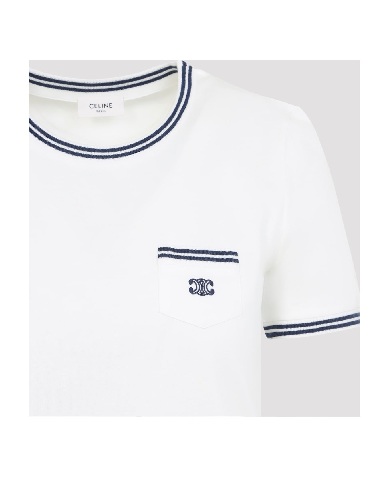 Celine 70s Pocket Triomphe T-shirt - Ma Off White Navy