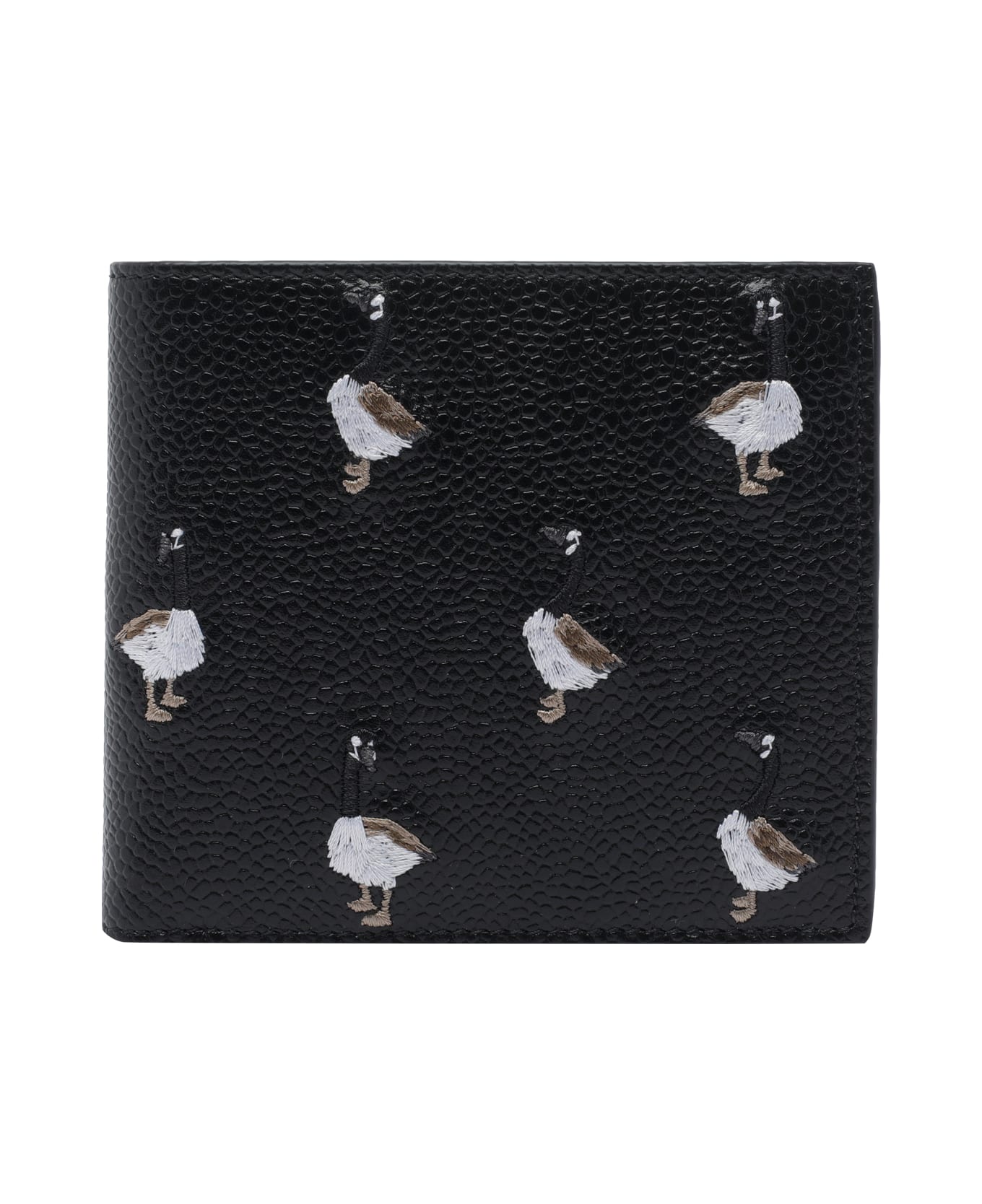 Thom Browne Pebble Grain Embroidery Goose Wallet - Black