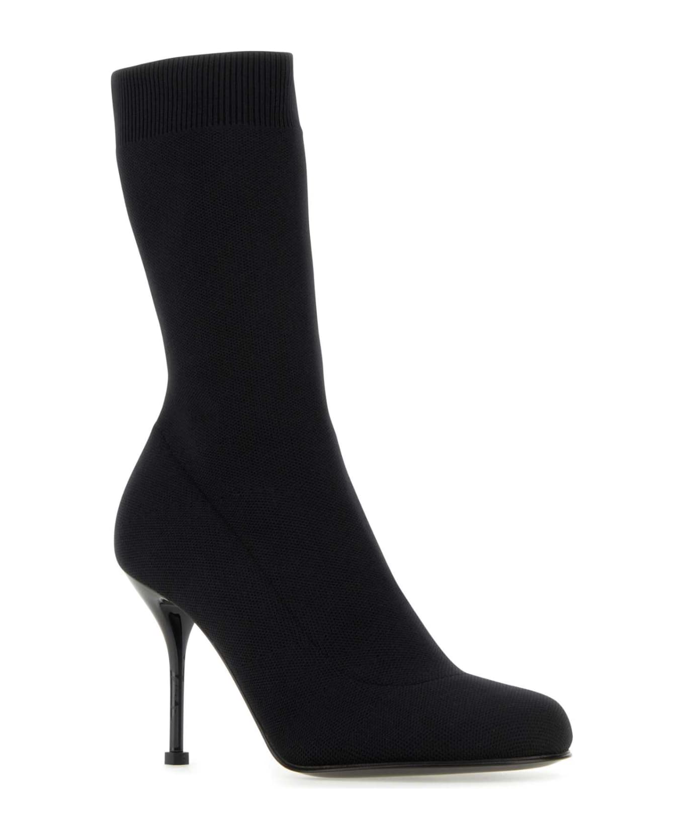 Alexander McQueen Black Stretch Nylon Ankle Boots - Black