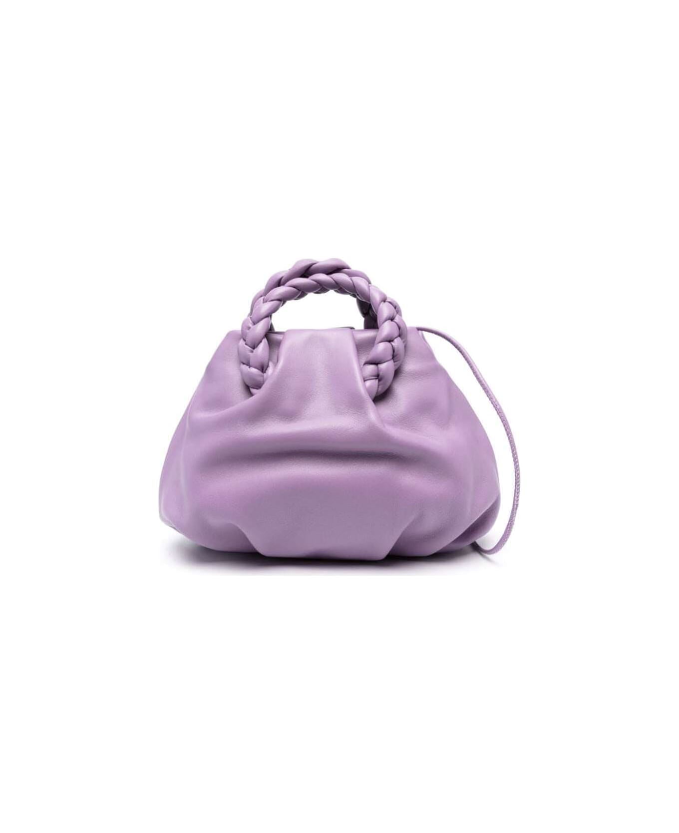 Hereu 'bombon' Purple Handbag With Braided Handles In Shiny Leather Woman - Violet