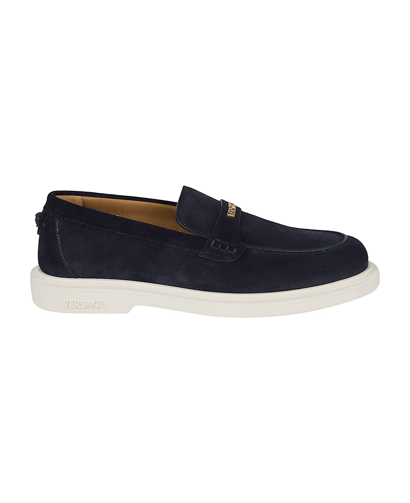 Versace Logo Detail Loafers - Blu