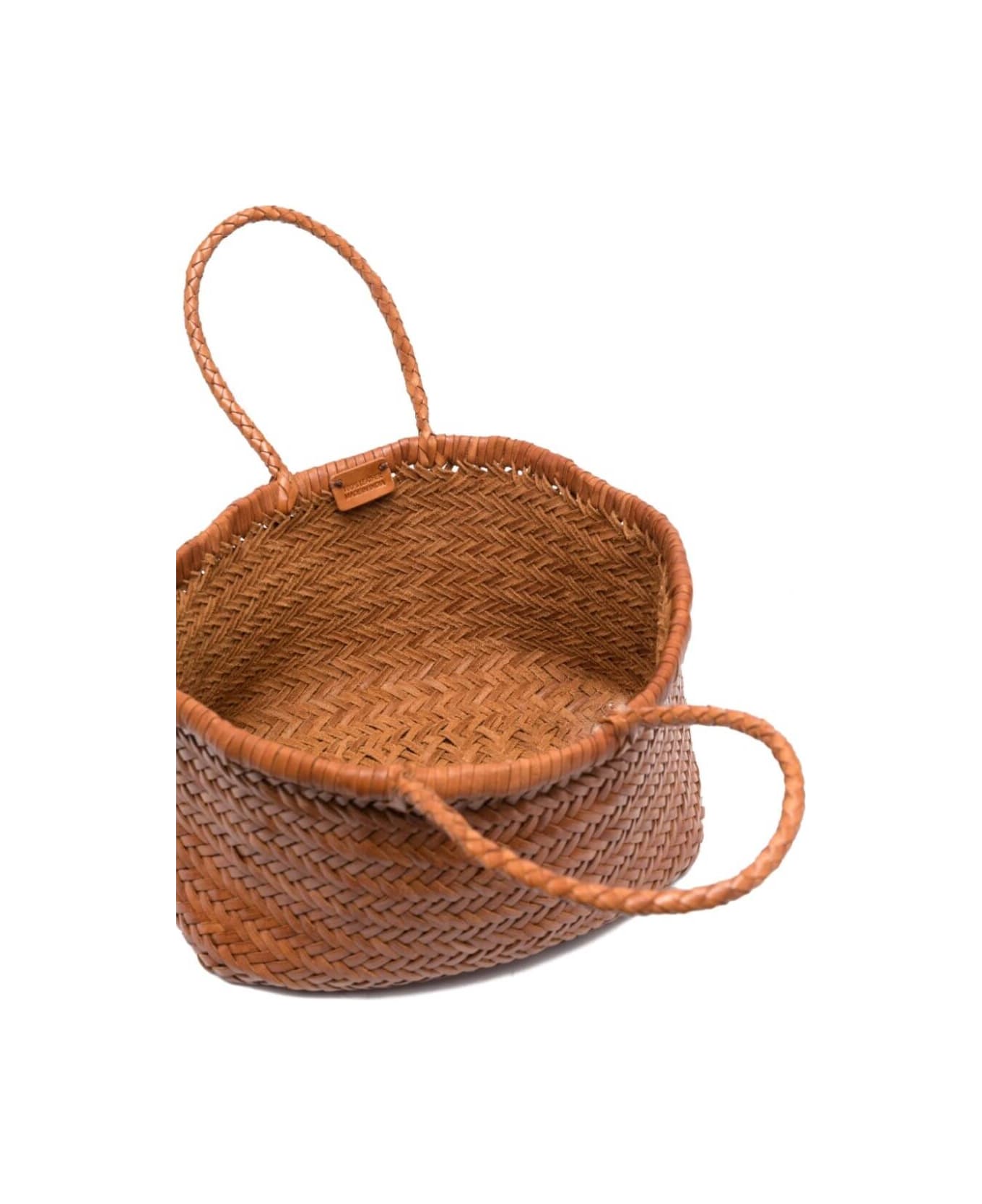 Dragon Diffusion 
triple Jump
 Tan Brown Small Tote Bag In Braided Leather Woman - Brown