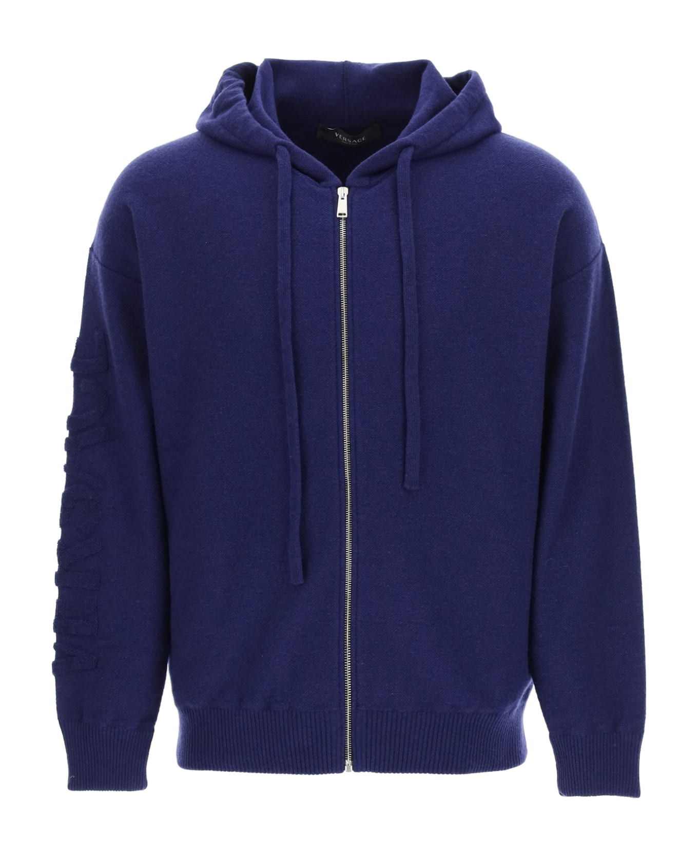 Versace Hooded Sweater With Textured-effect Medusa - LAPIS (Blue)